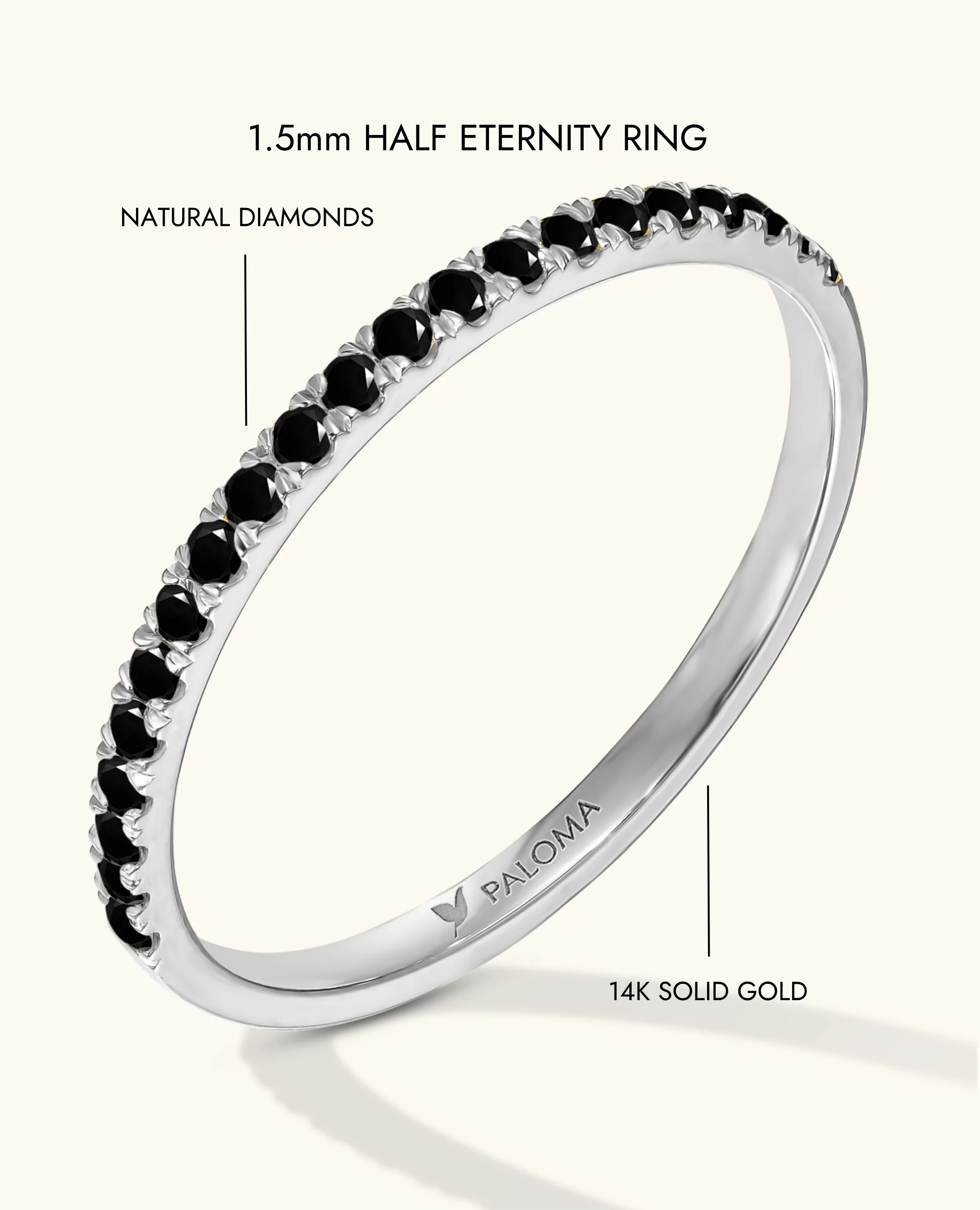 1.5mm Black Diamond Half Eternity Ring - Image 16