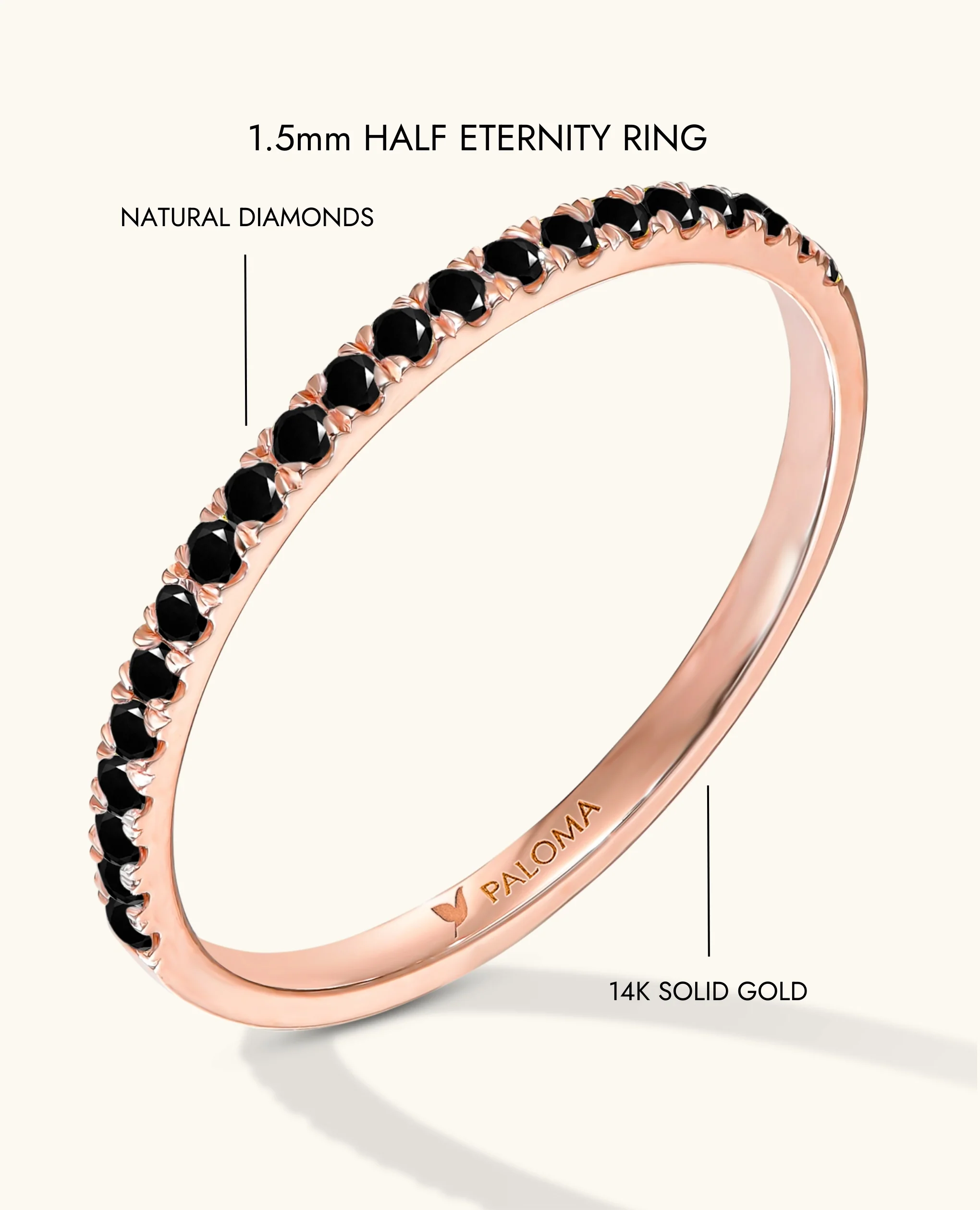 1.5mm Black Diamond Half Eternity Ring - Image 17