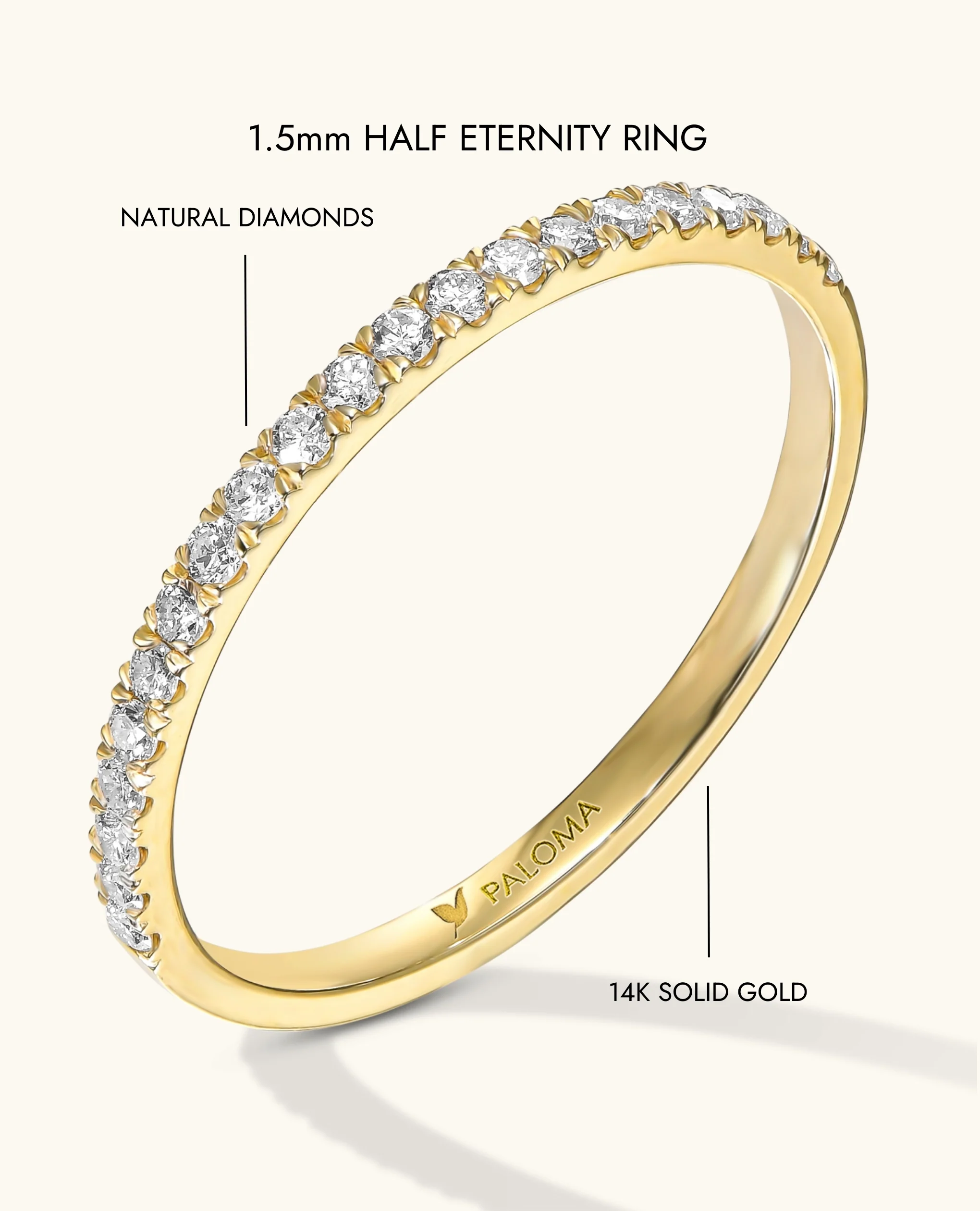 1.5mm White Diamond Half Eternity Ring - Image 18