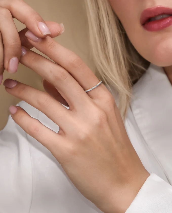1.5mm White Diamond Half Eternity Ring - Image 5