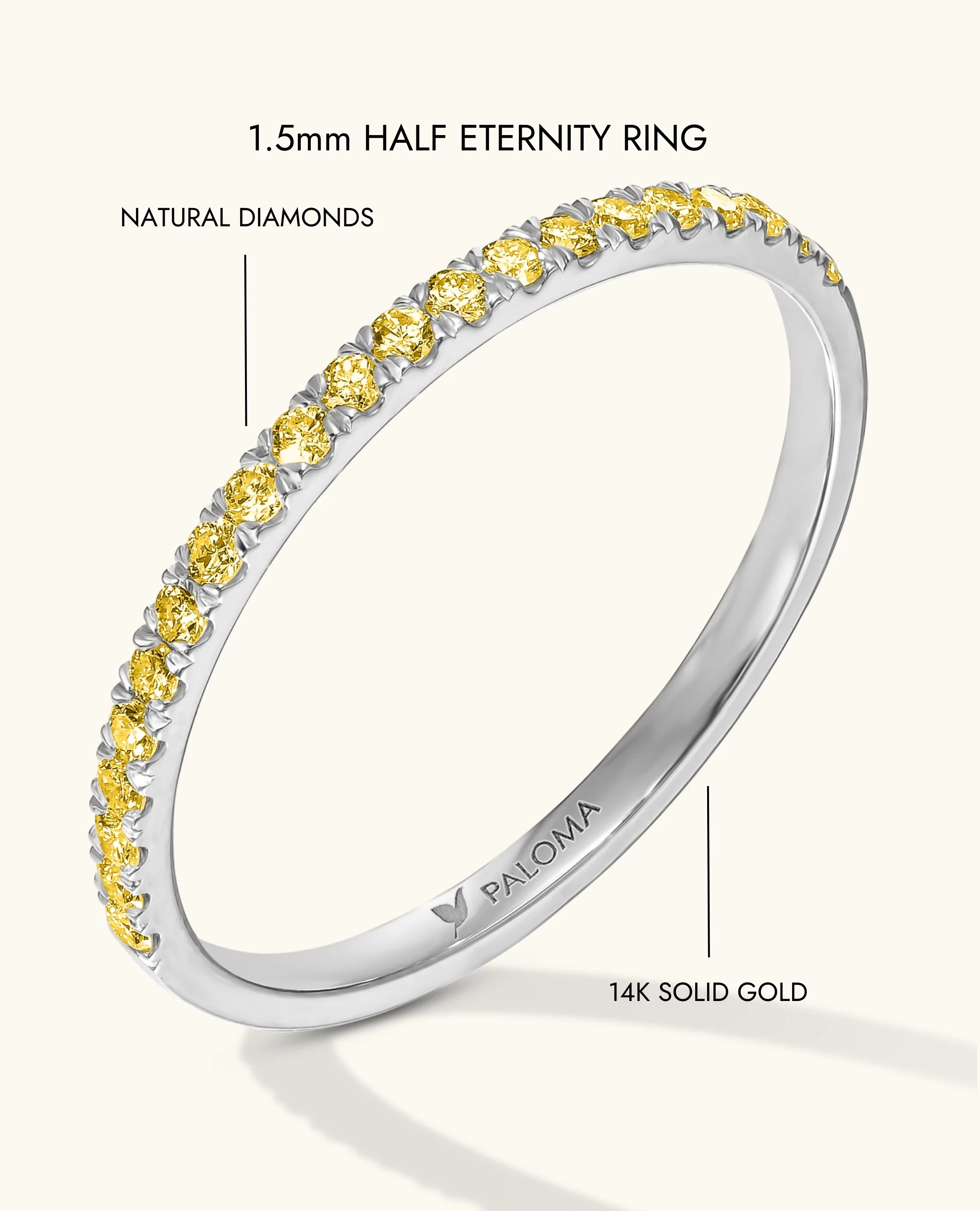 1.5mm Yellow Diamond Half Eternity Ring - Image 17