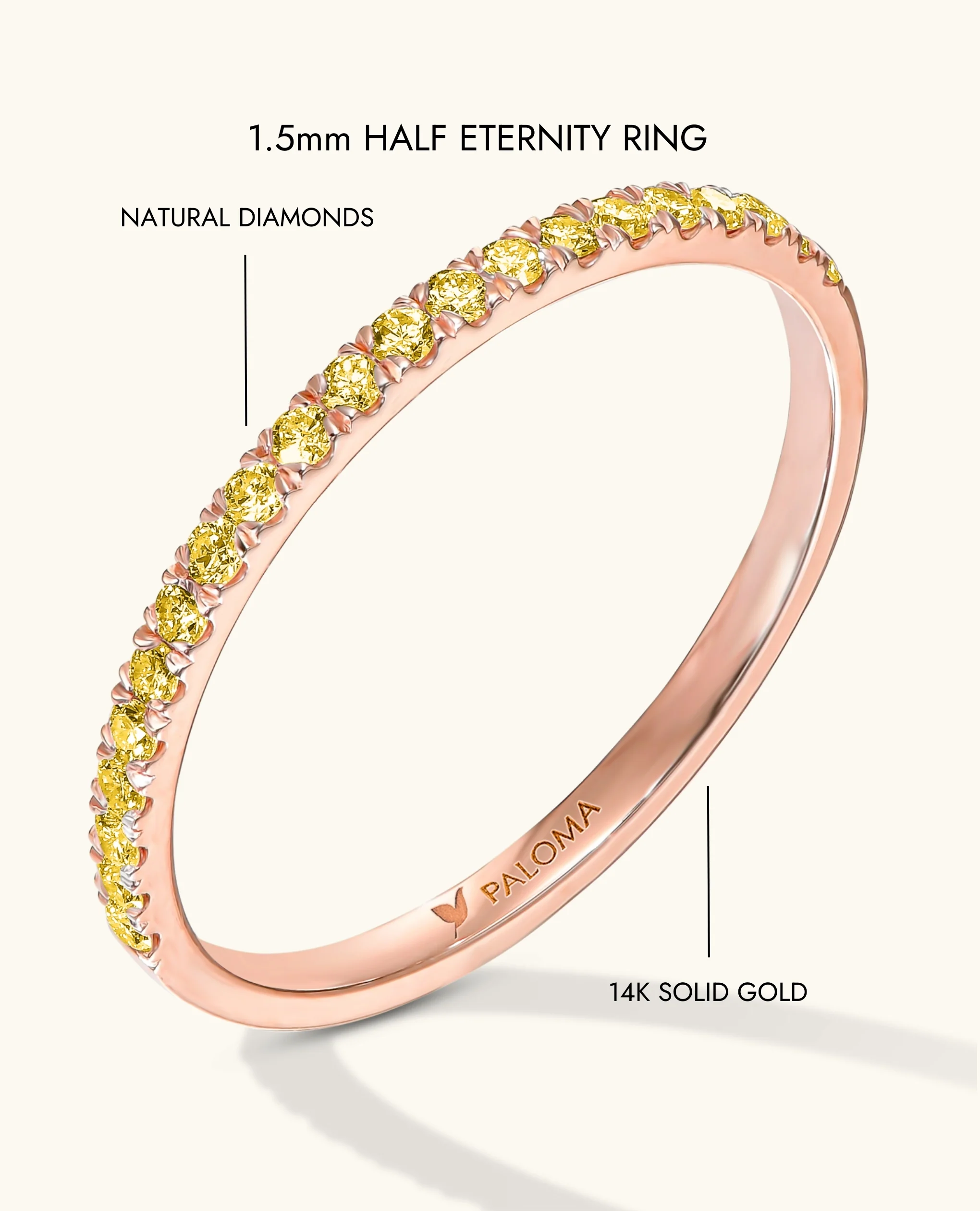 1.5mm Yellow Diamond Half Eternity Ring - Image 18