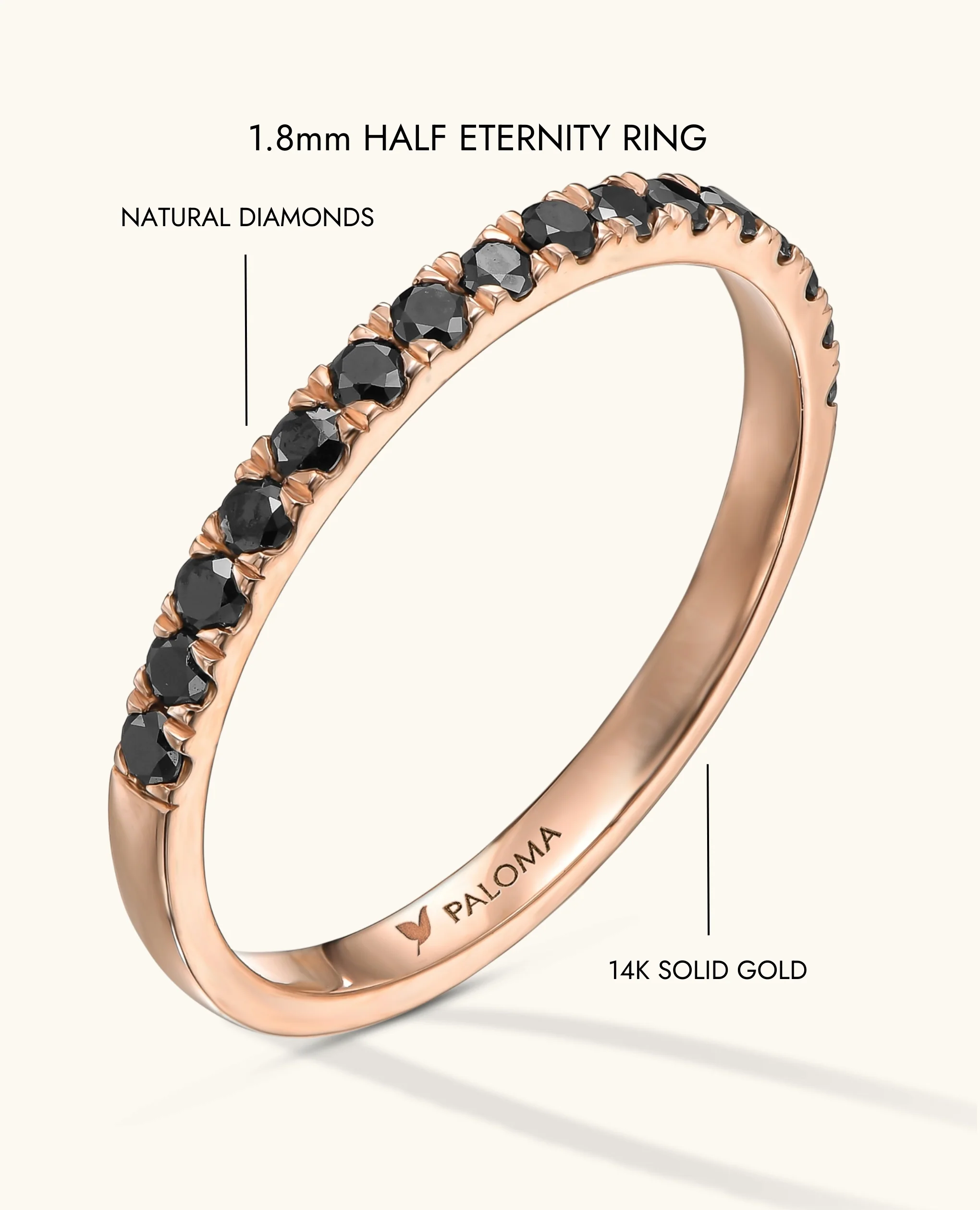 1.8mm Black Diamond Half Eternity Ring - Image 17