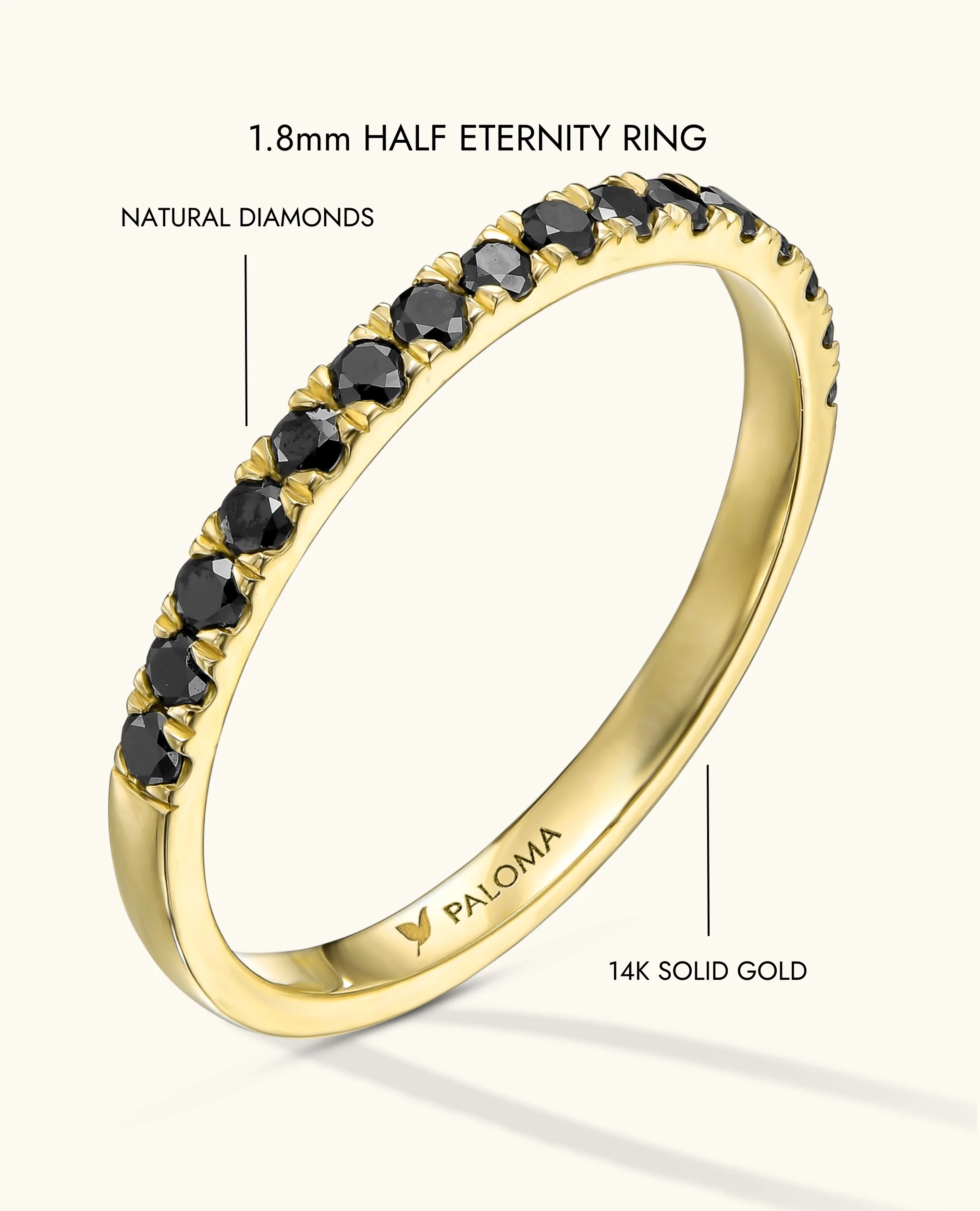 1.8mm Black Diamond Half Eternity Ring - Image 18