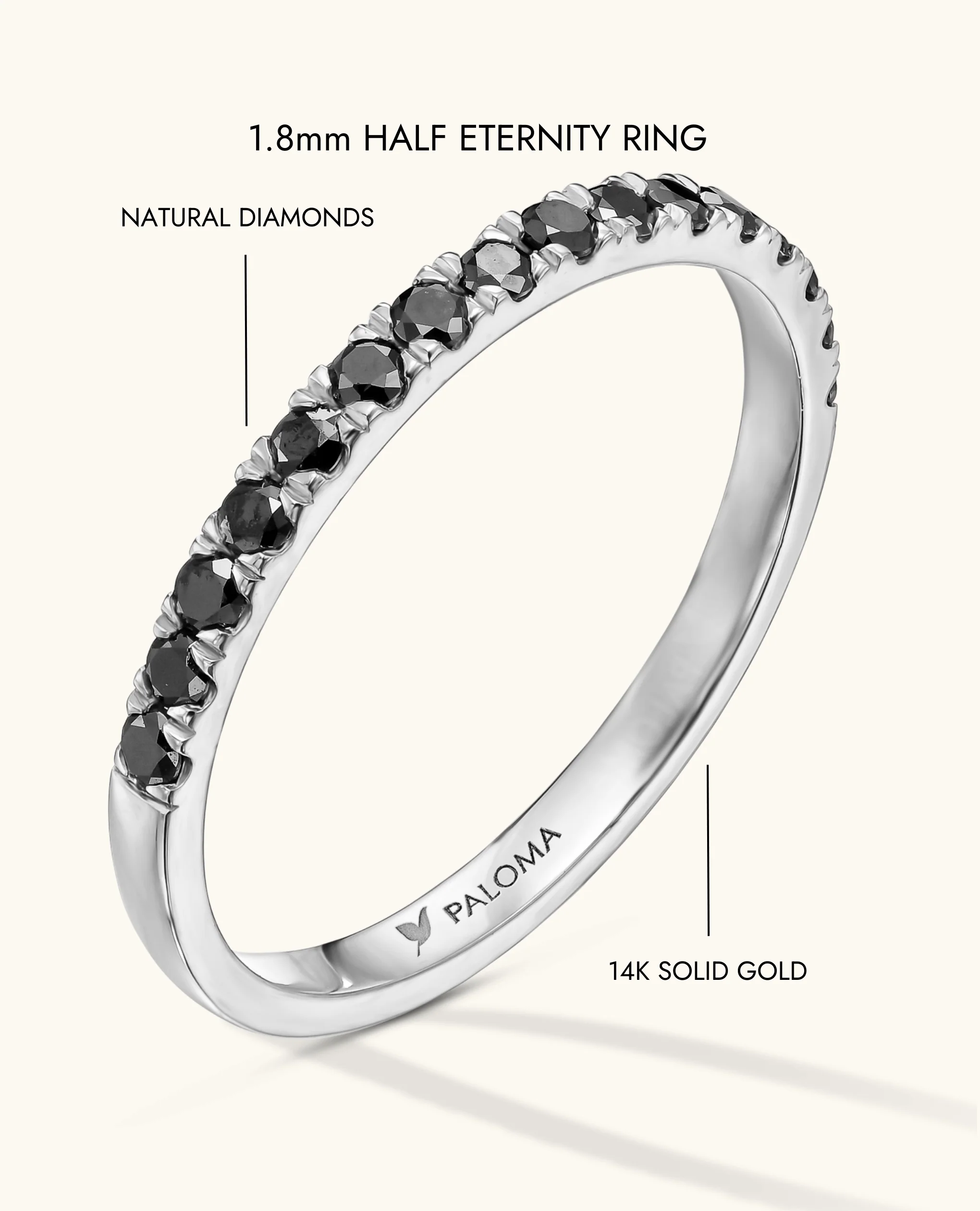 1.8mm Black Diamond Half Eternity Ring - Image 19