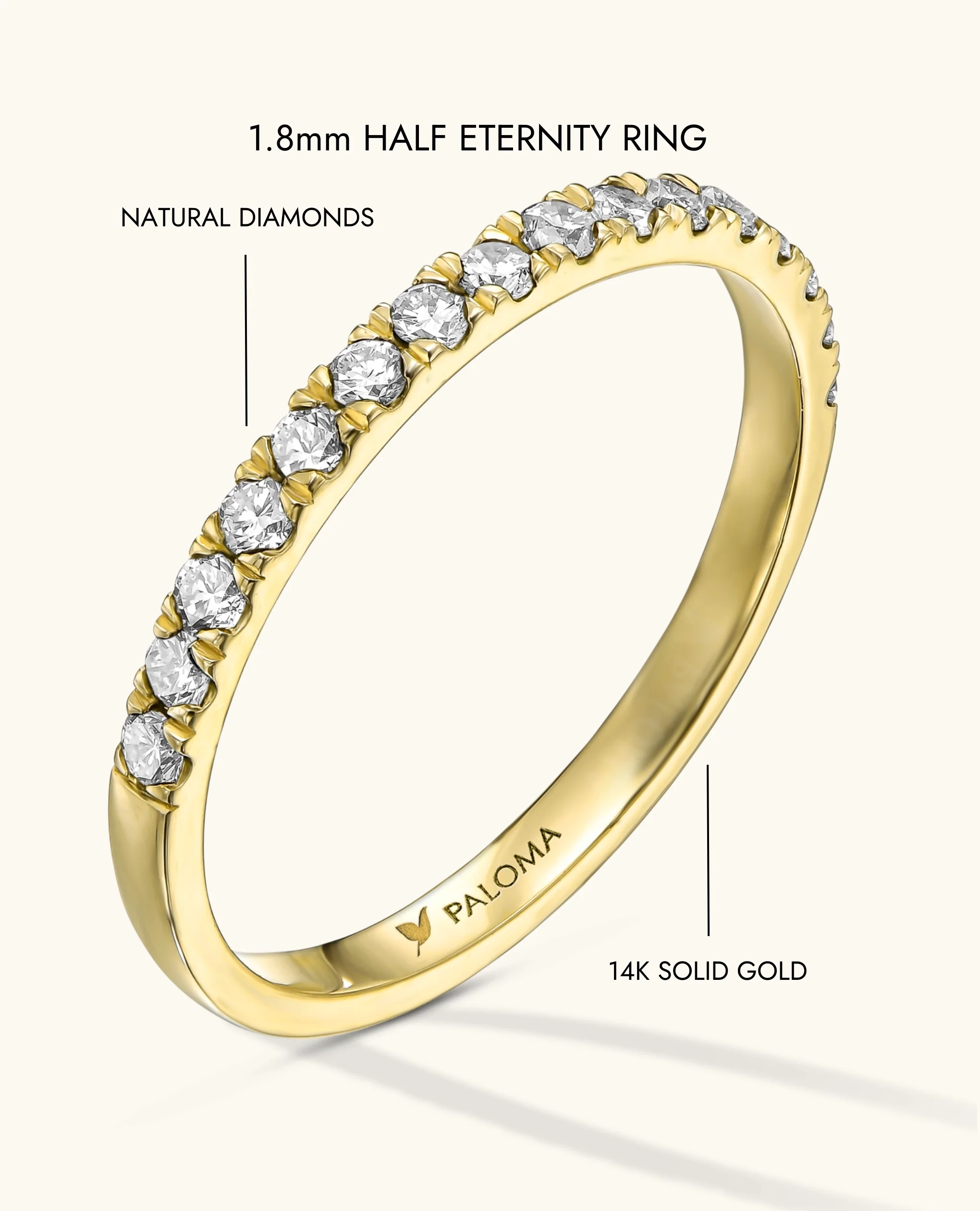 1.8mm White Diamond Half Eternity Ring - Image 16
