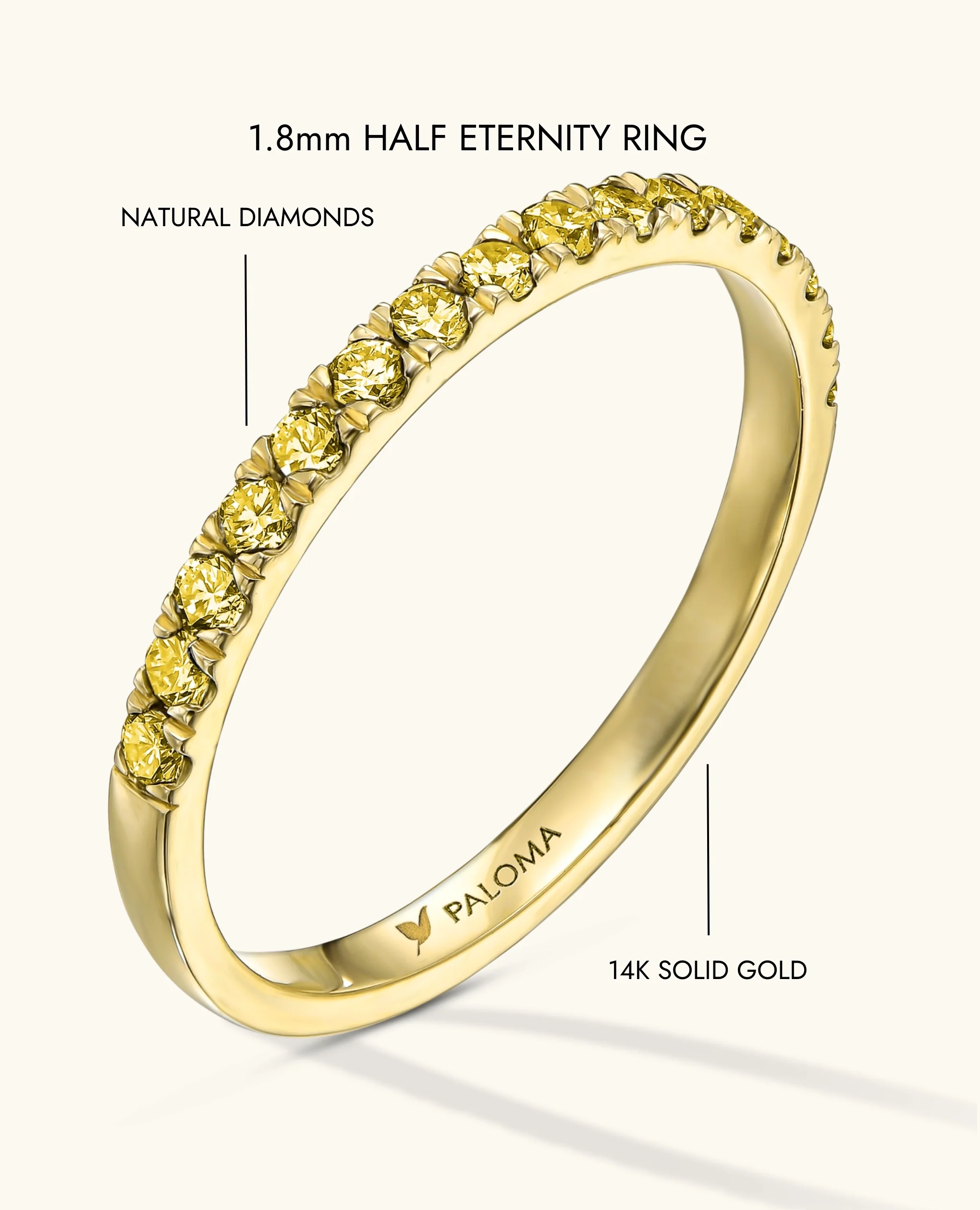 1.8mm Yellow Diamond Half Eternity Ring - Image 15