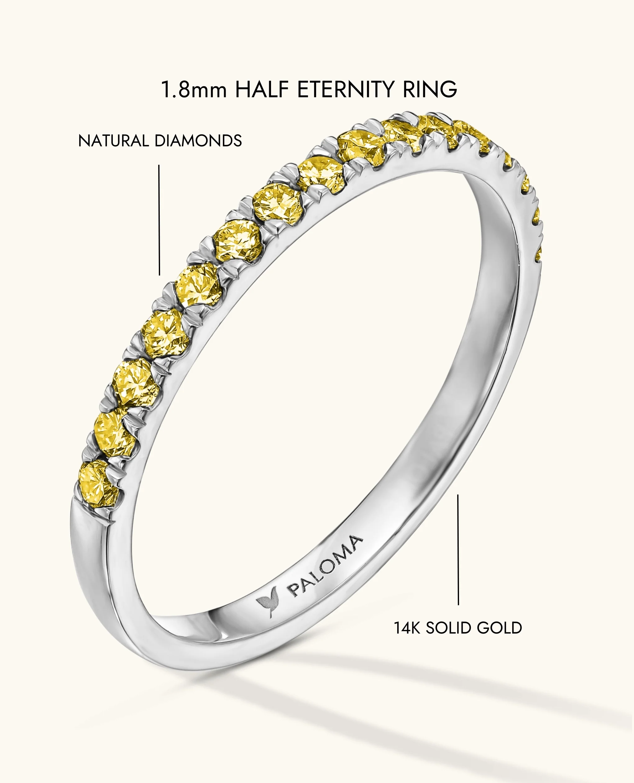 1.8mm Yellow Diamond Half Eternity Ring - Image 16