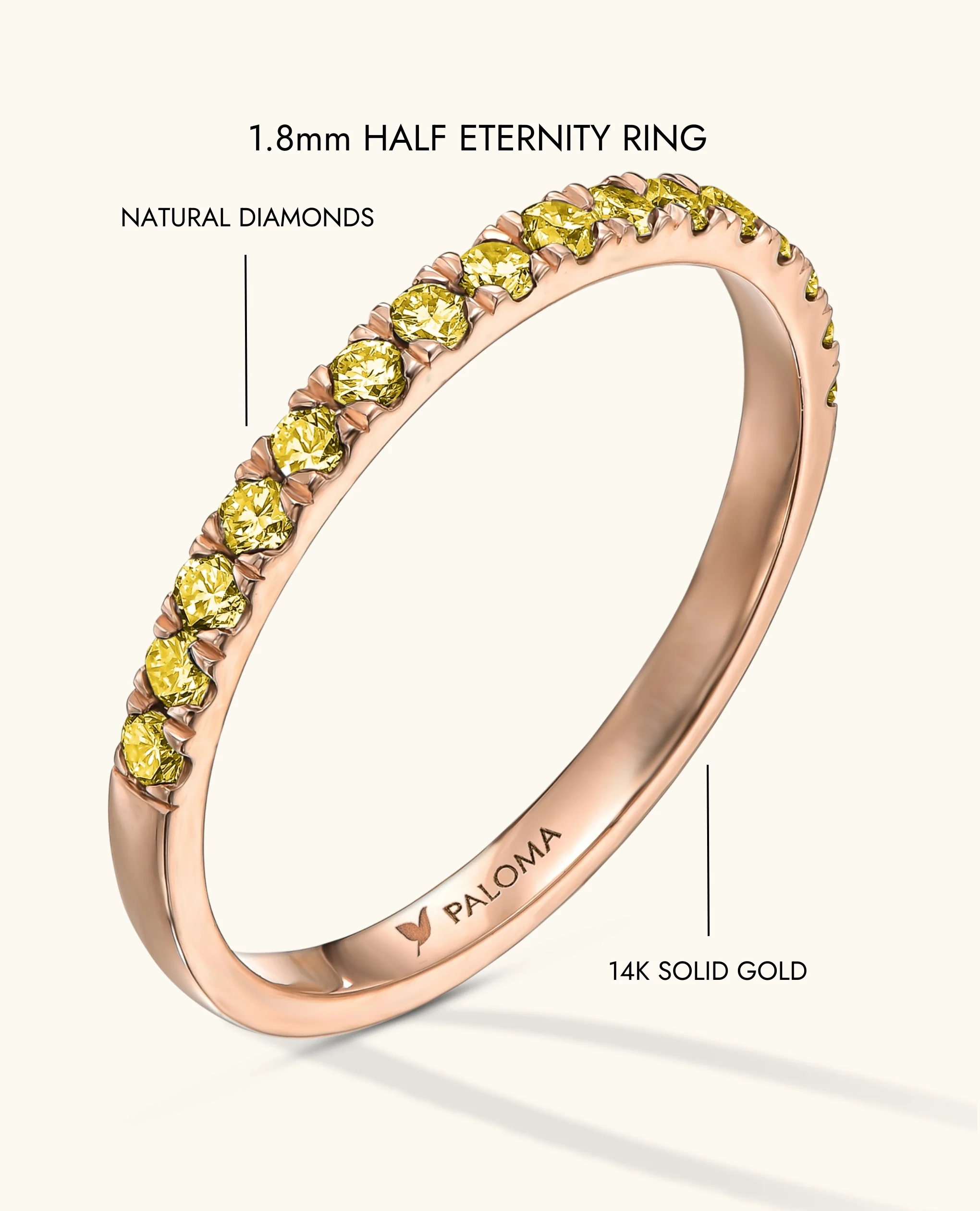1.8mm Yellow Diamond Half Eternity Ring - Image 17