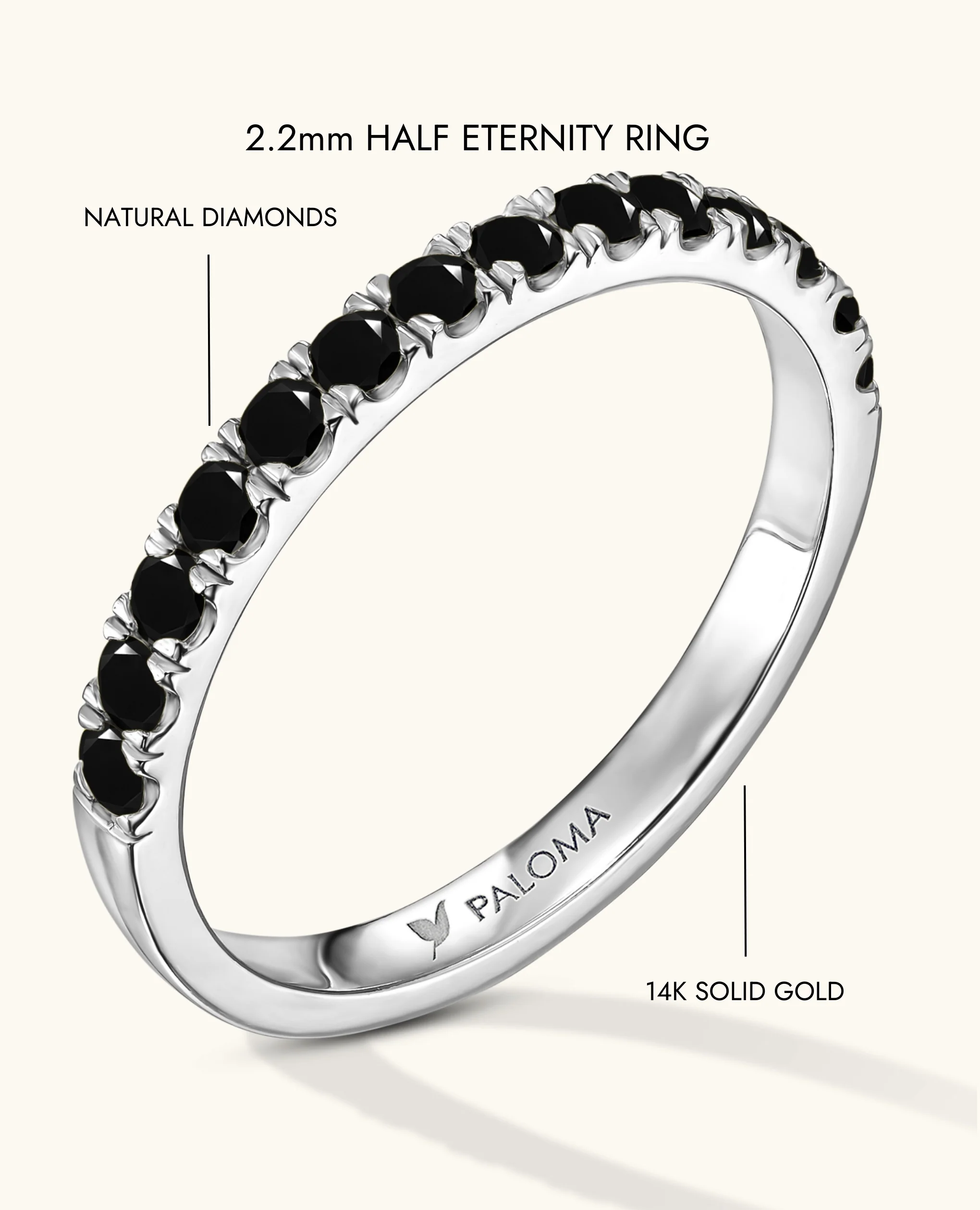 2.2mm Black Diamond Half Eternity Ring - Image 15