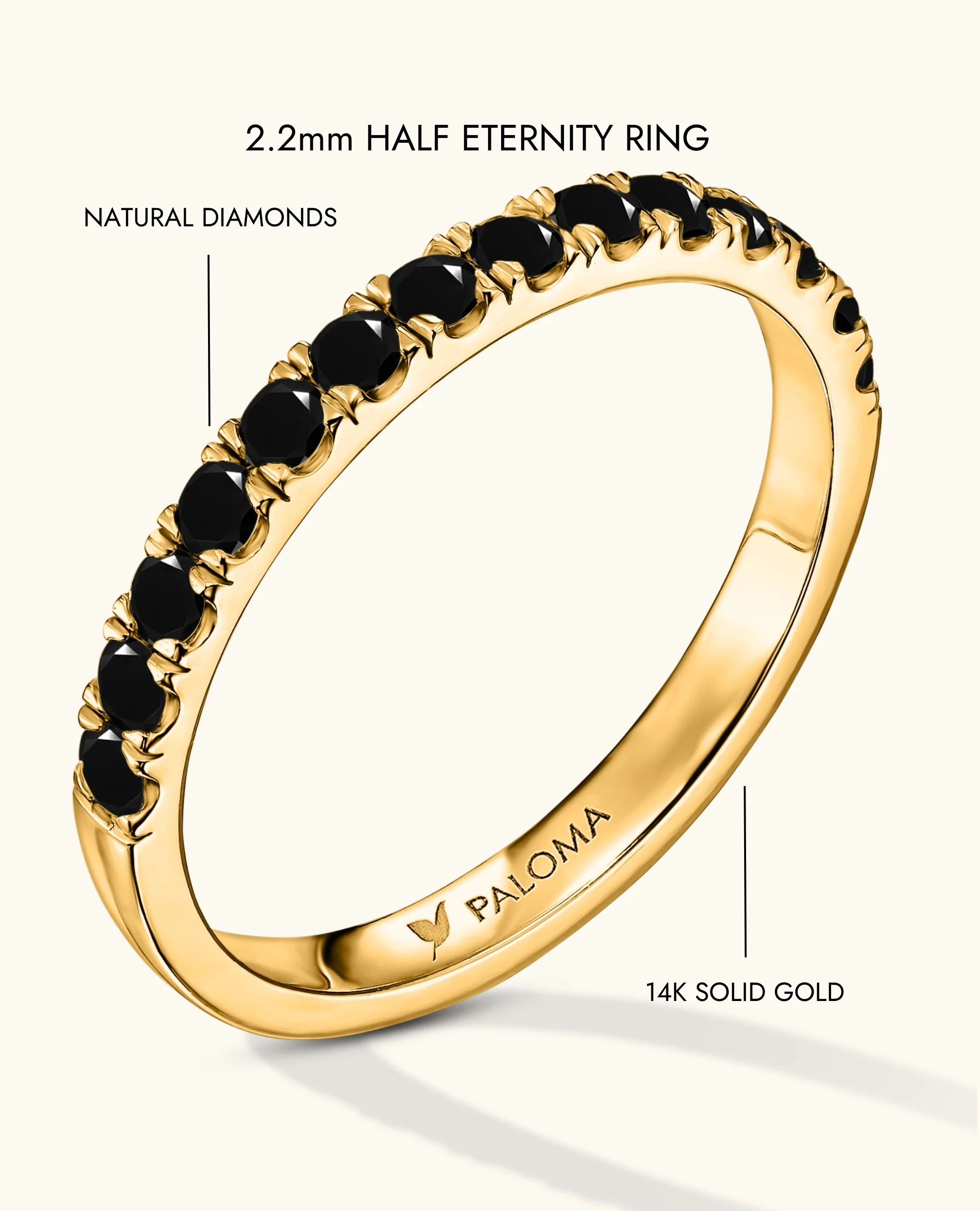 2.2mm Black Diamond Half Eternity Ring - Image 17