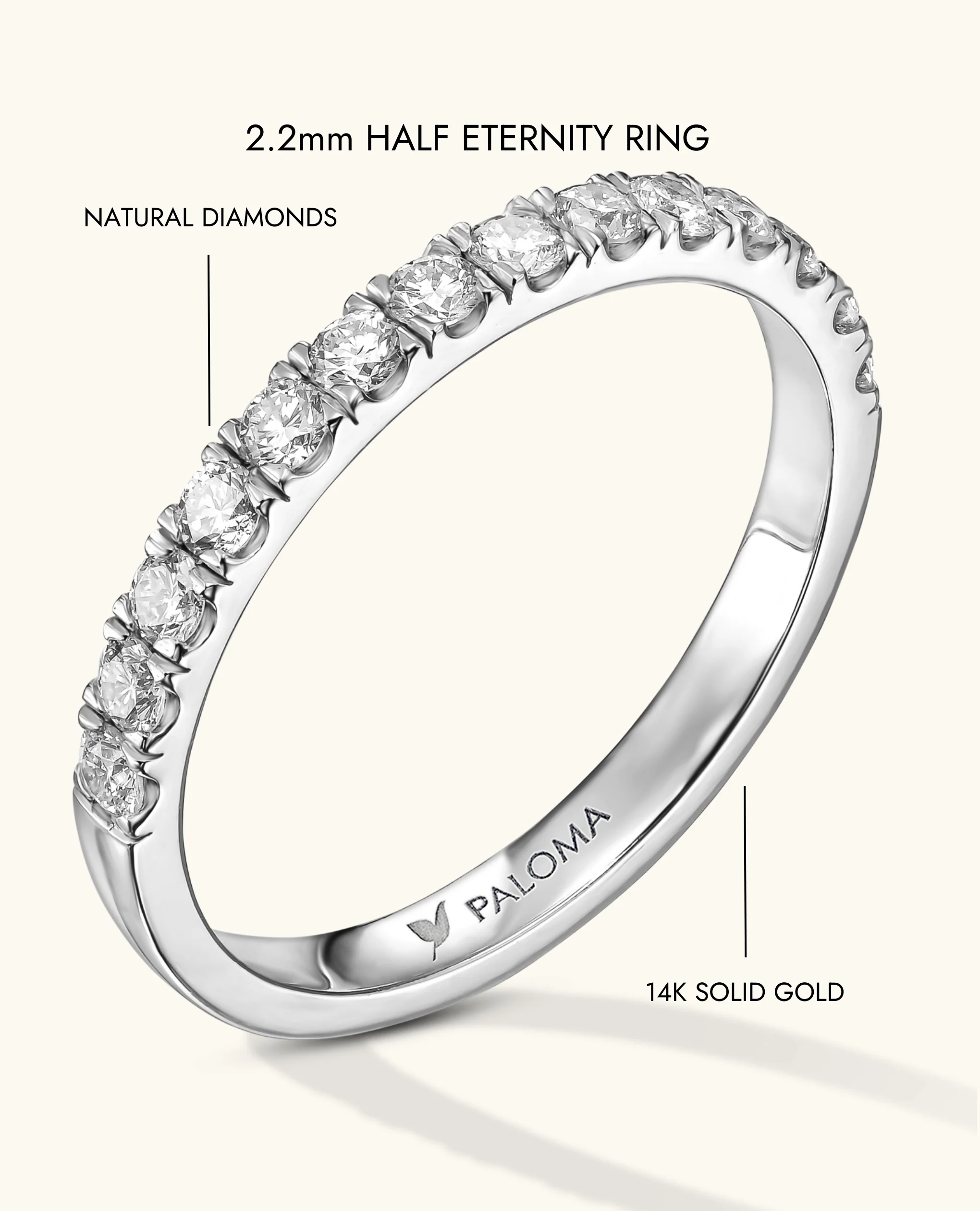 2.2mm White Diamond Half Eternity Ring - Image 17