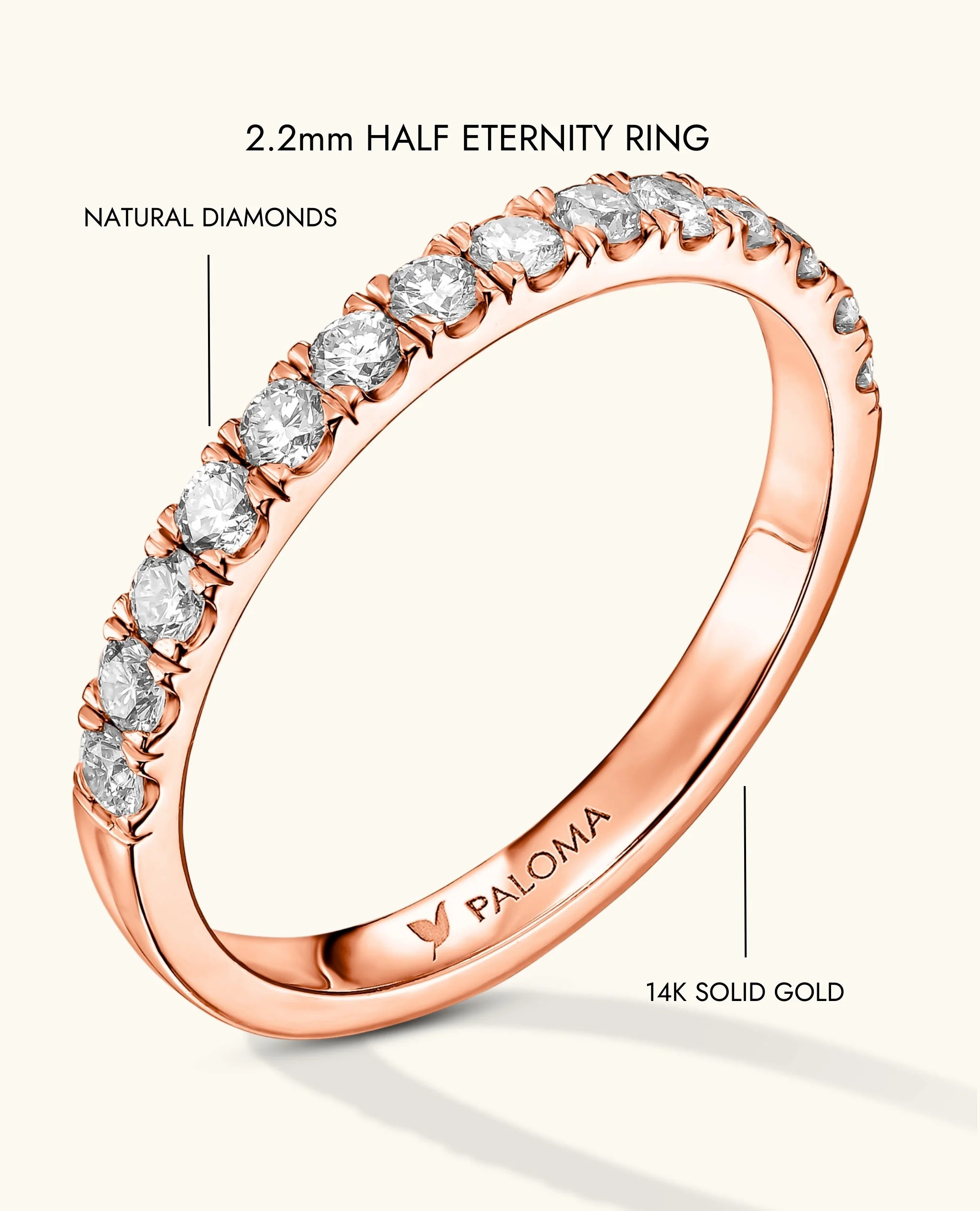 2.2mm White Diamond Half Eternity Ring - Image 19