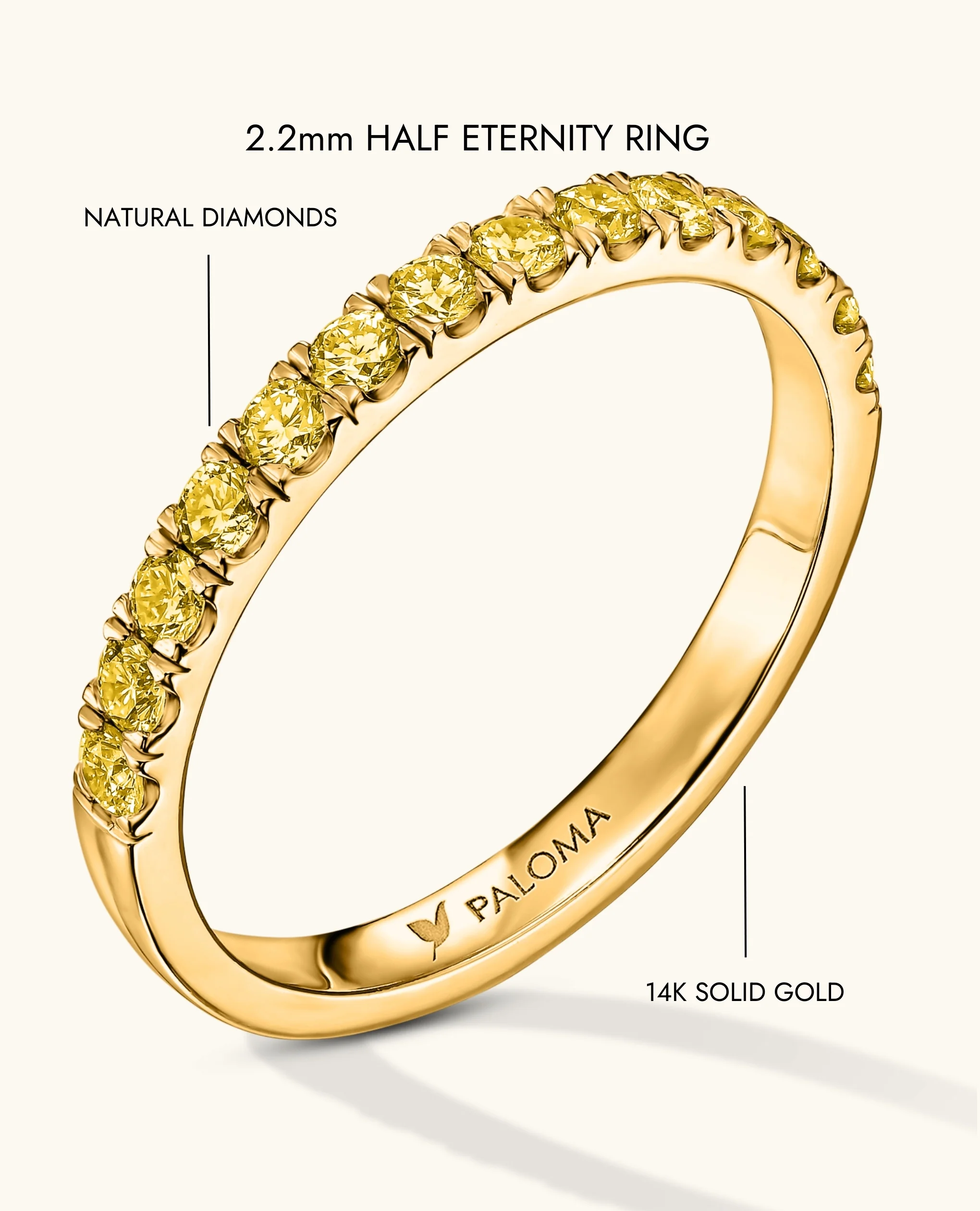 2.2mm Yellow Diamond Half Eternity Ring - Image 15