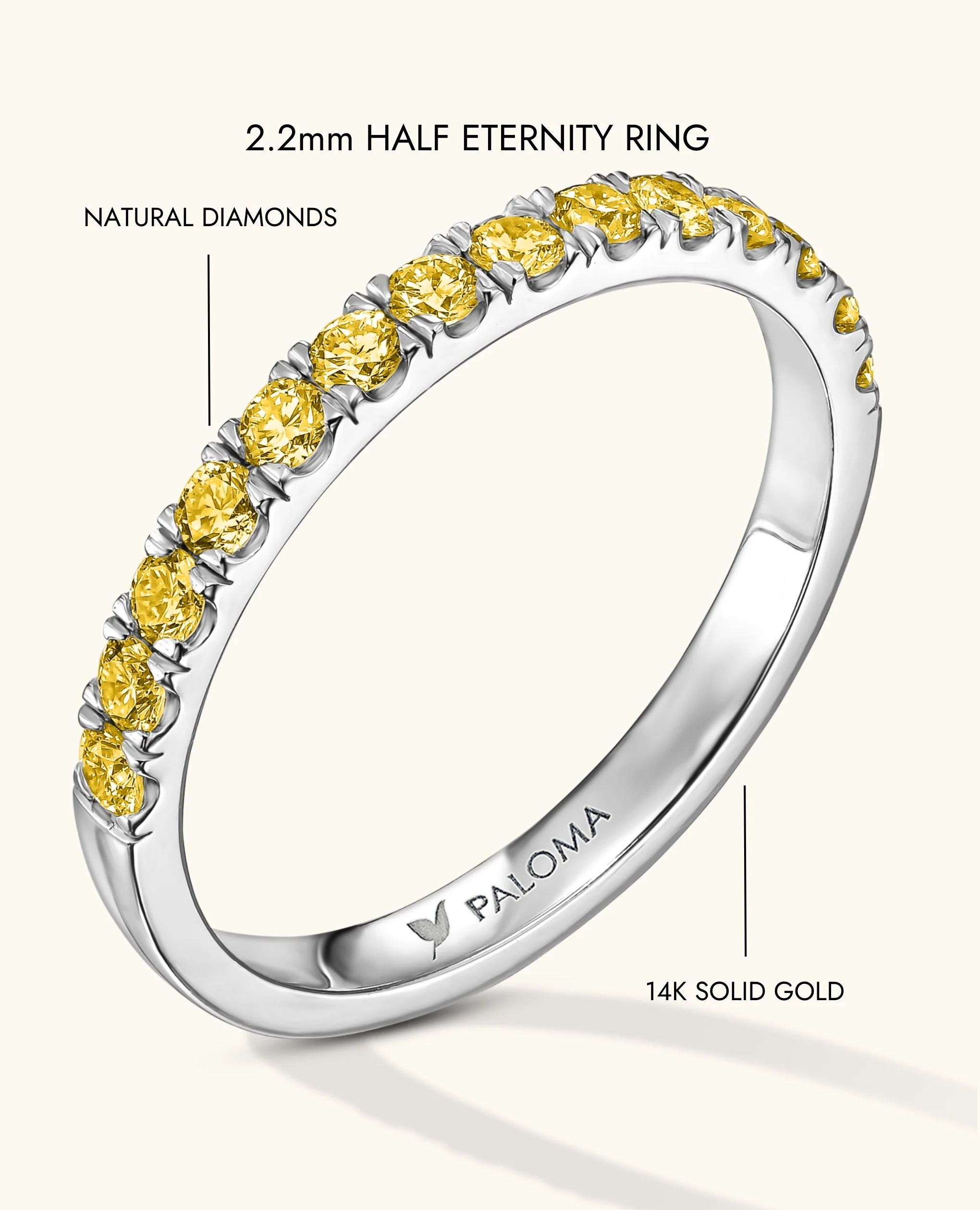 2.2mm Yellow Diamond Half Eternity Ring - Image 16