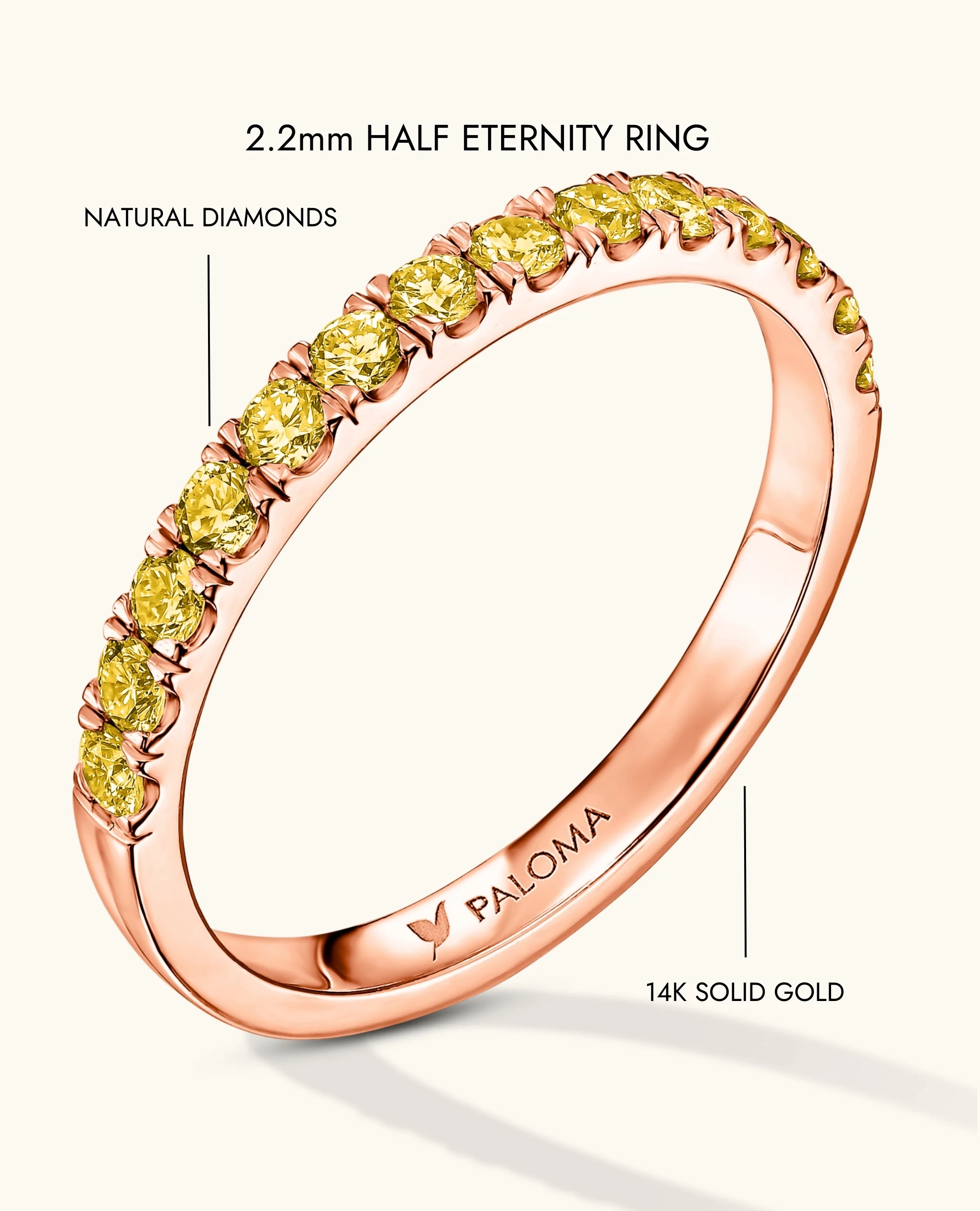 2.2mm Yellow Diamond Half Eternity Ring - Image 17