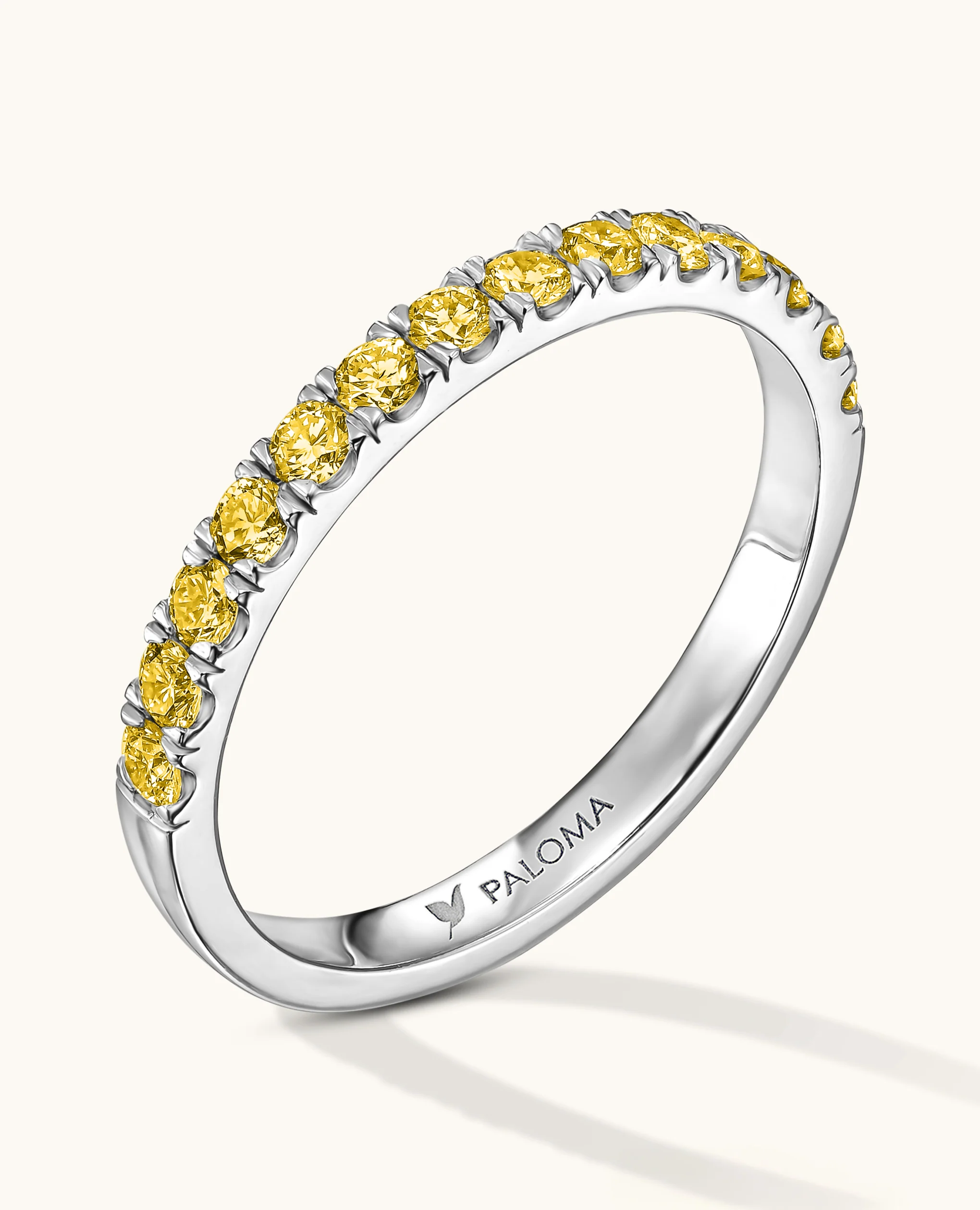 2.2mm Yellow Diamond Half Eternity Ring - Image 2