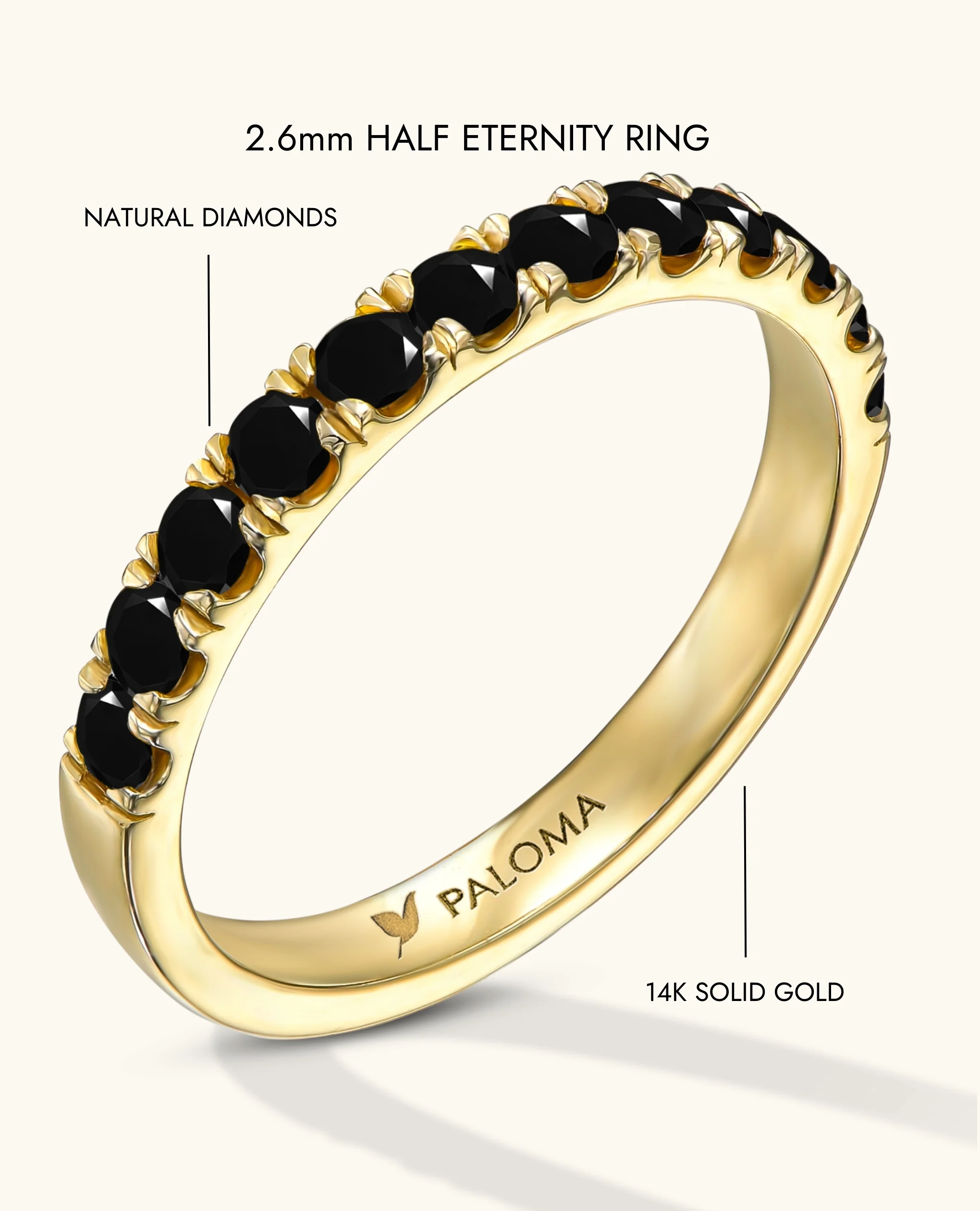 2.6mm Black Diamond Half Eternity Ring - Image 15