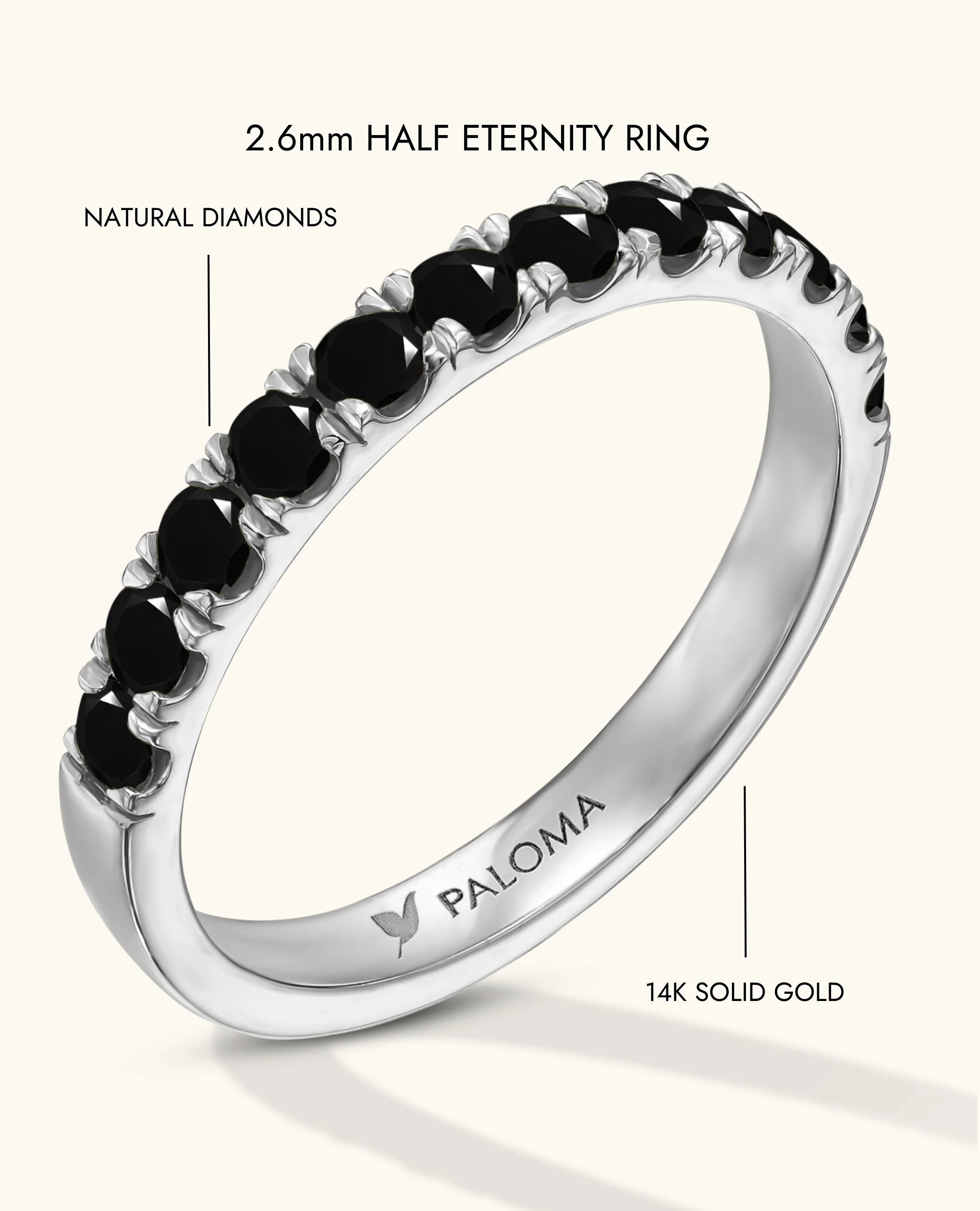 2.6mm Black Diamond Half Eternity Ring - Image 17