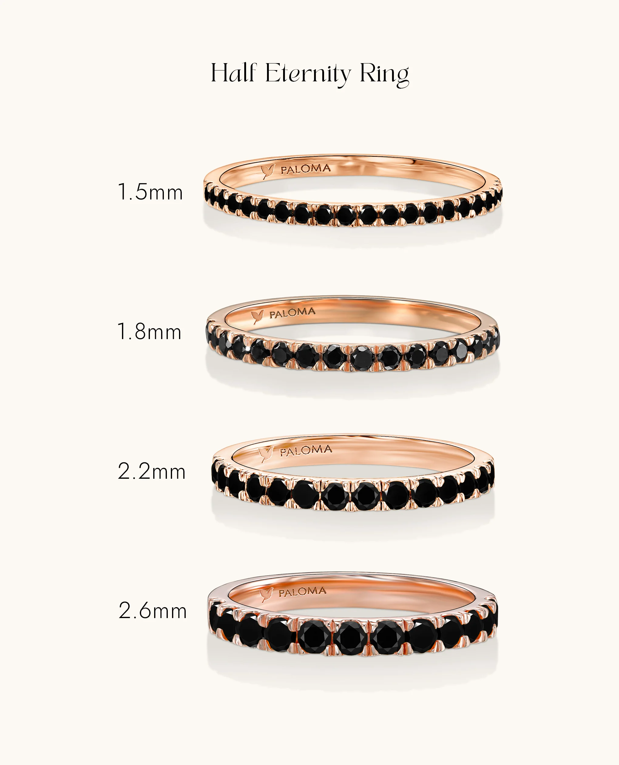 1.8mm Black Diamond Half Eternity Ring - Image 9