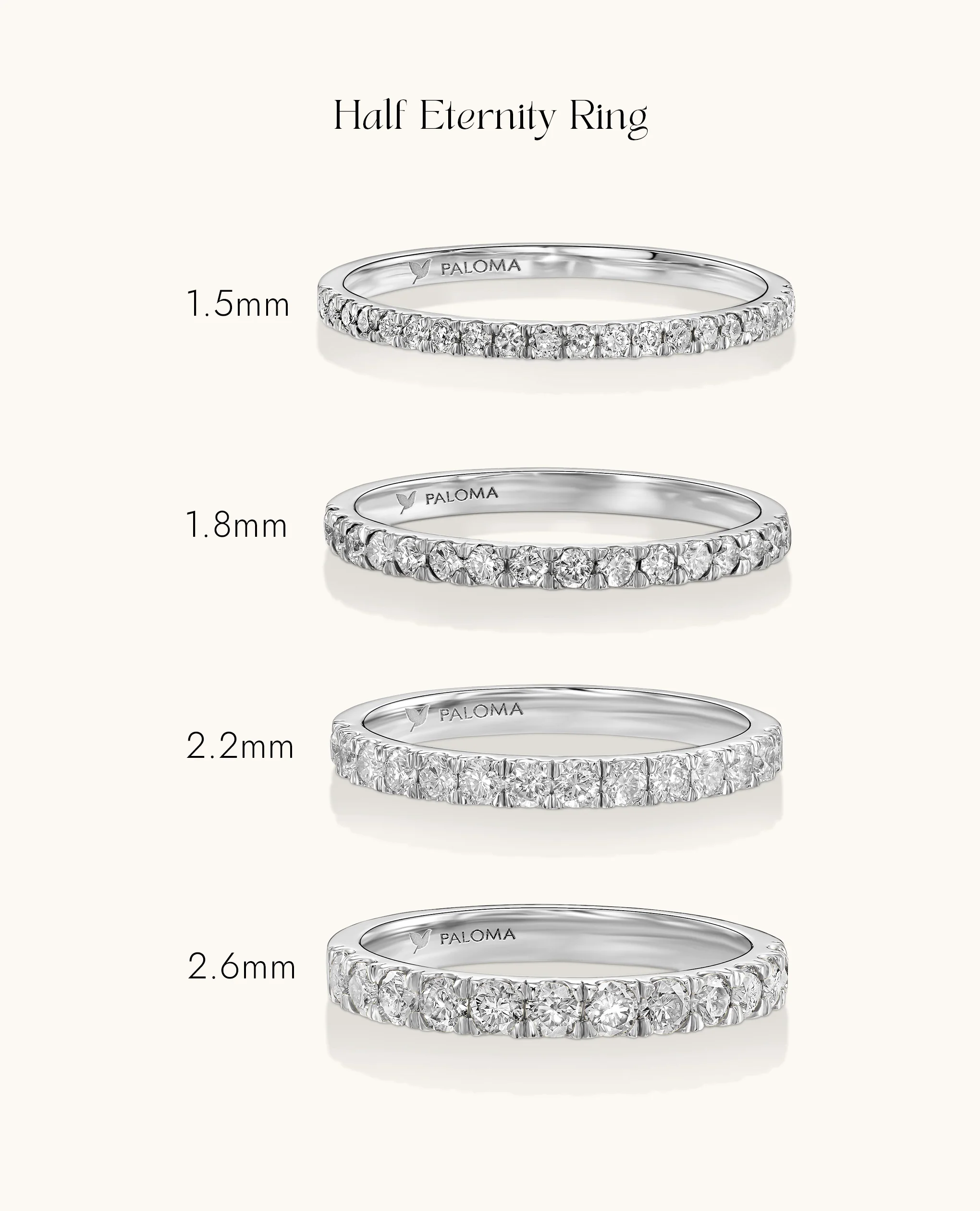2.2mm White Diamond Half Eternity Ring - Image 9