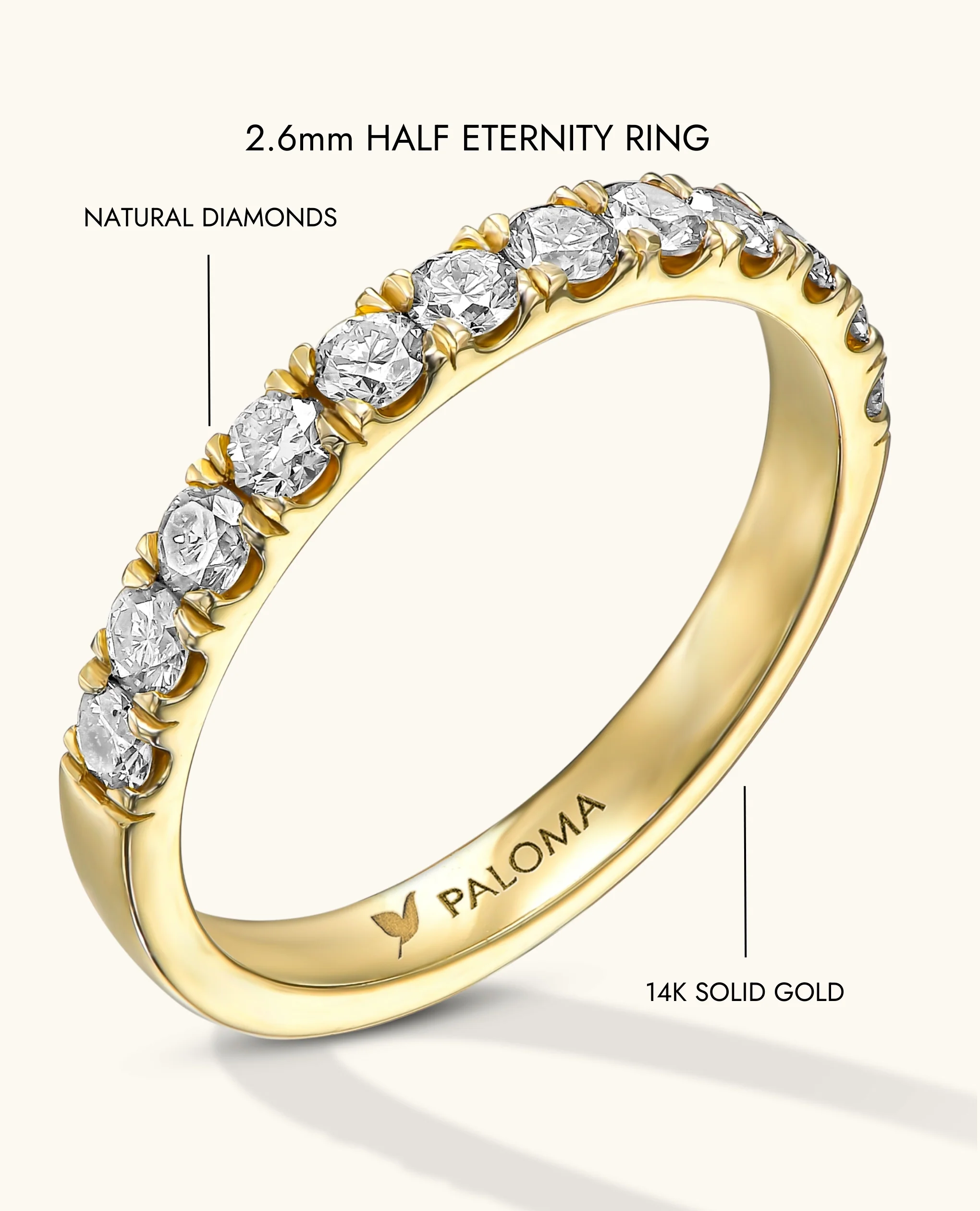2.6mm White Diamond Half Eternity Ring - Image 15