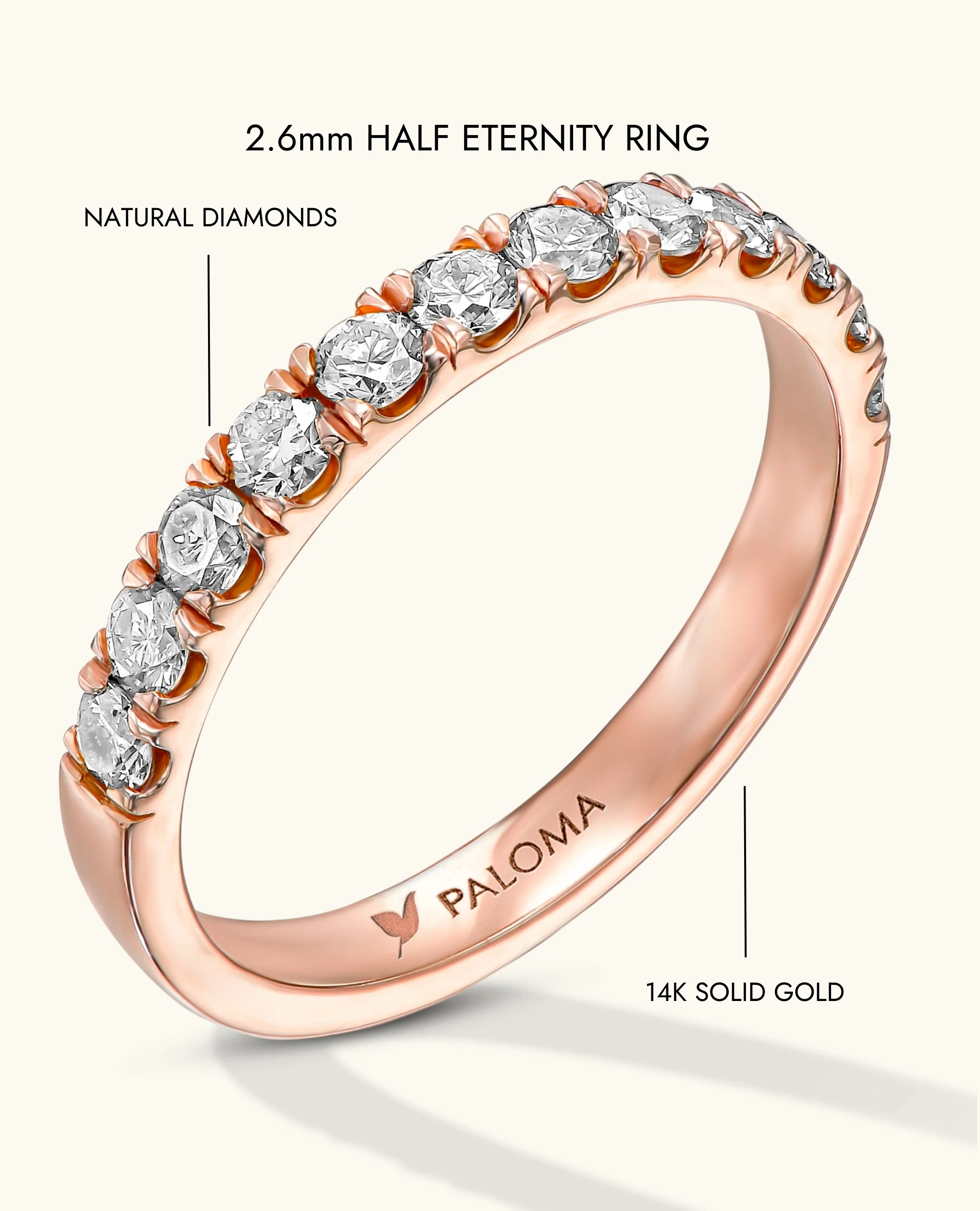 2.6mm White Diamond Half Eternity Ring - Image 17