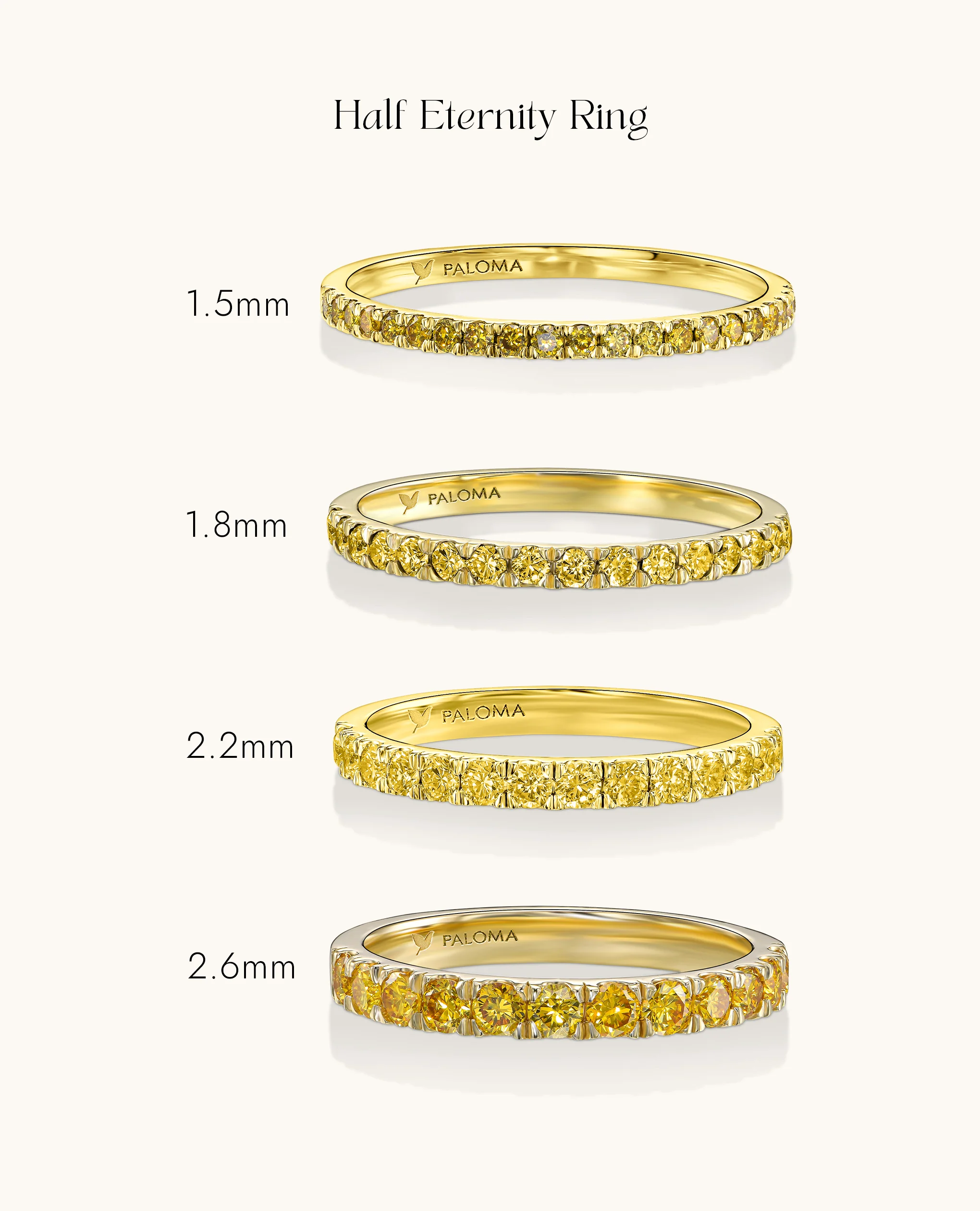 1.5mm Yellow Diamond Half Eternity Ring - Image 10