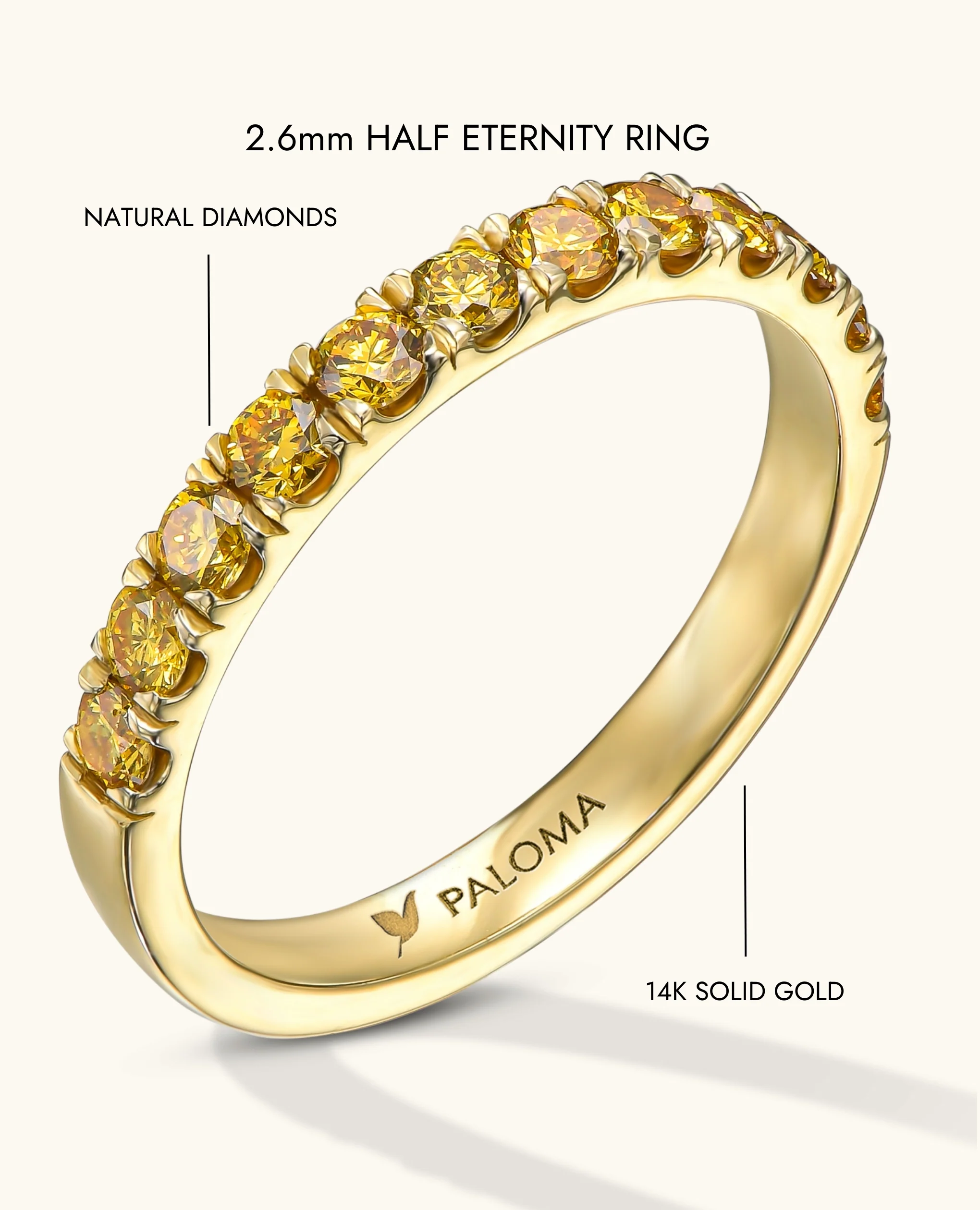 2.6mm Yellow Diamond Half Eternity Ring - Image 11
