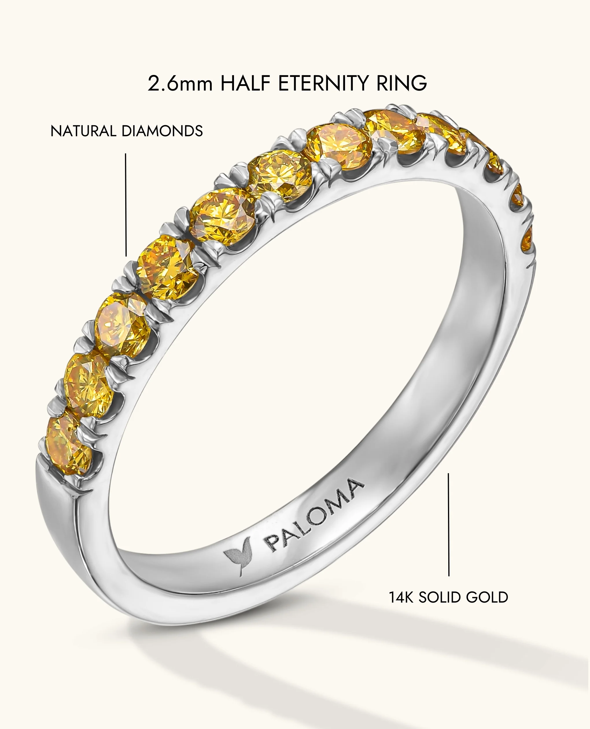 2.6mm Yellow Diamond Half Eternity Ring - Image 12