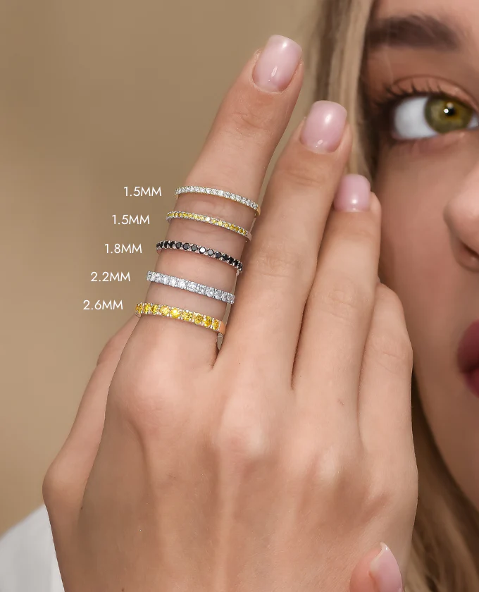 1.5mm Yellow Diamond Half Eternity Ring - Image 4