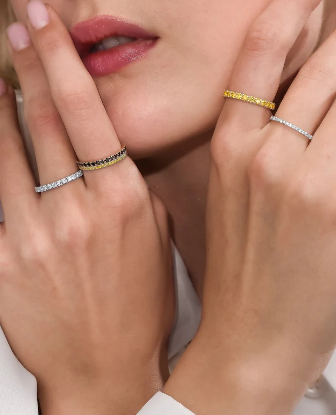 1.5mm Yellow Diamond Half Eternity Ring - Image 6