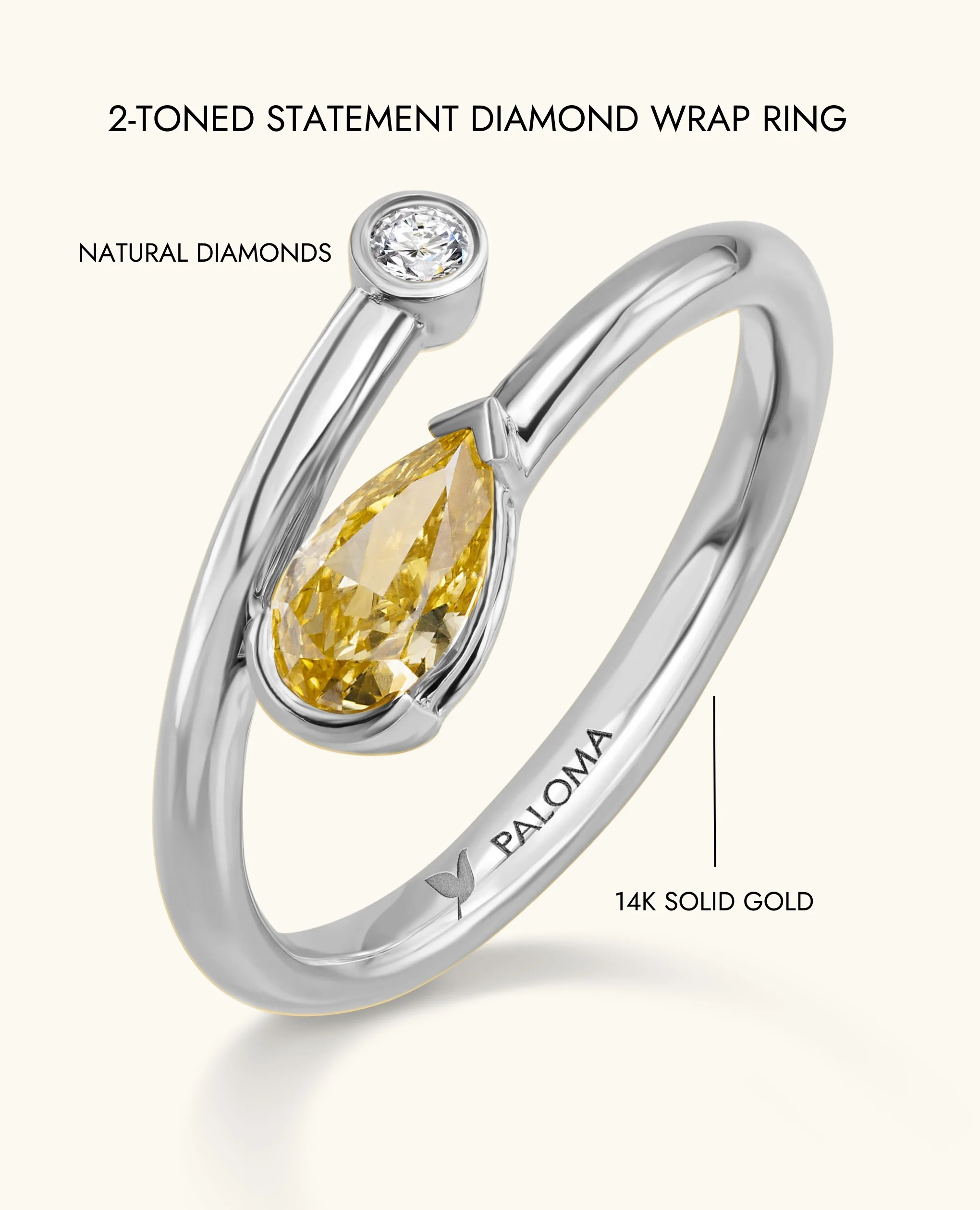 2-Toned Statement Diamond Wrap Ring - Image 7