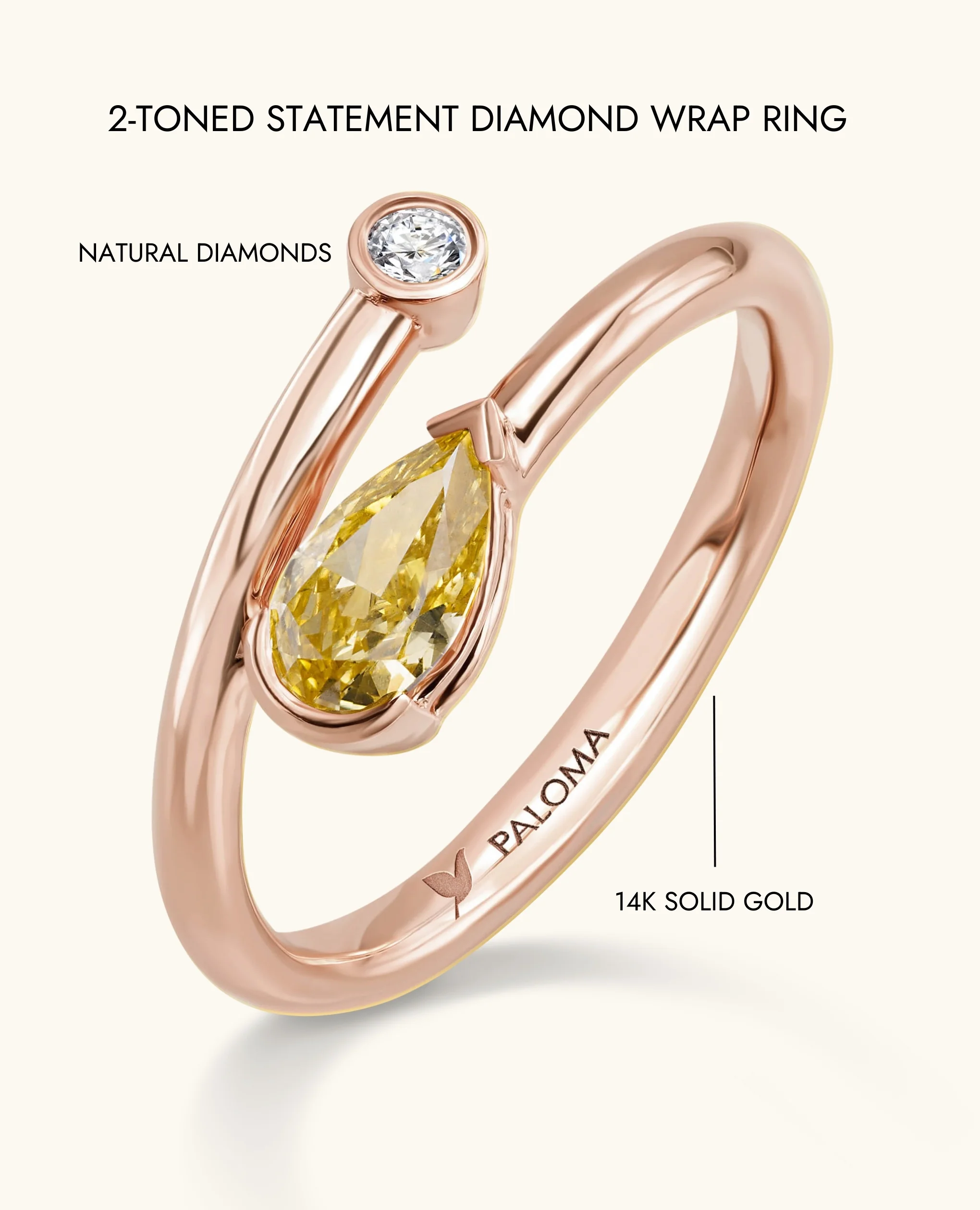 2-Toned Statement Diamond Wrap Ring - Image 8