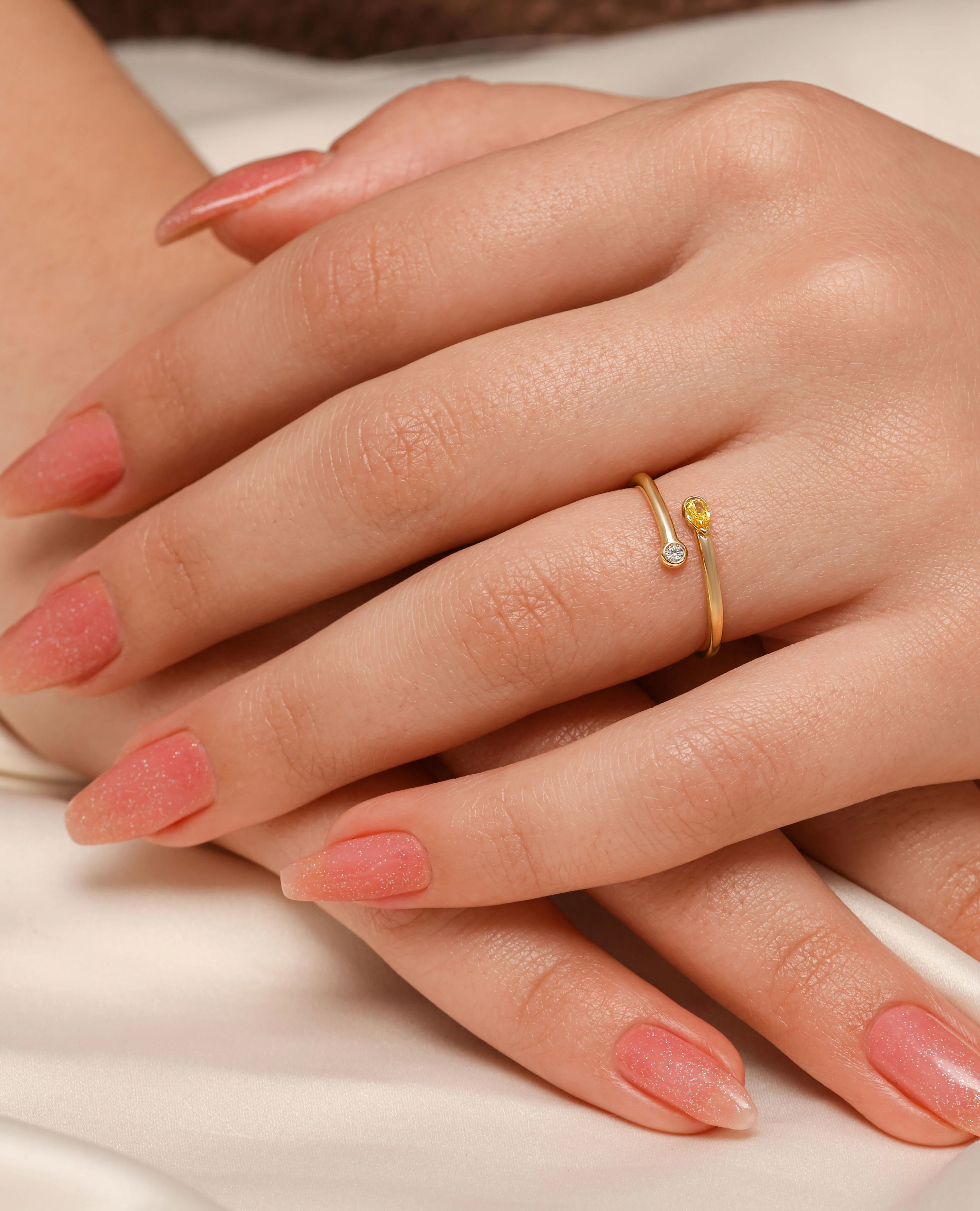 2-Toned Diamond Petite Wrap Ring - Image 4
