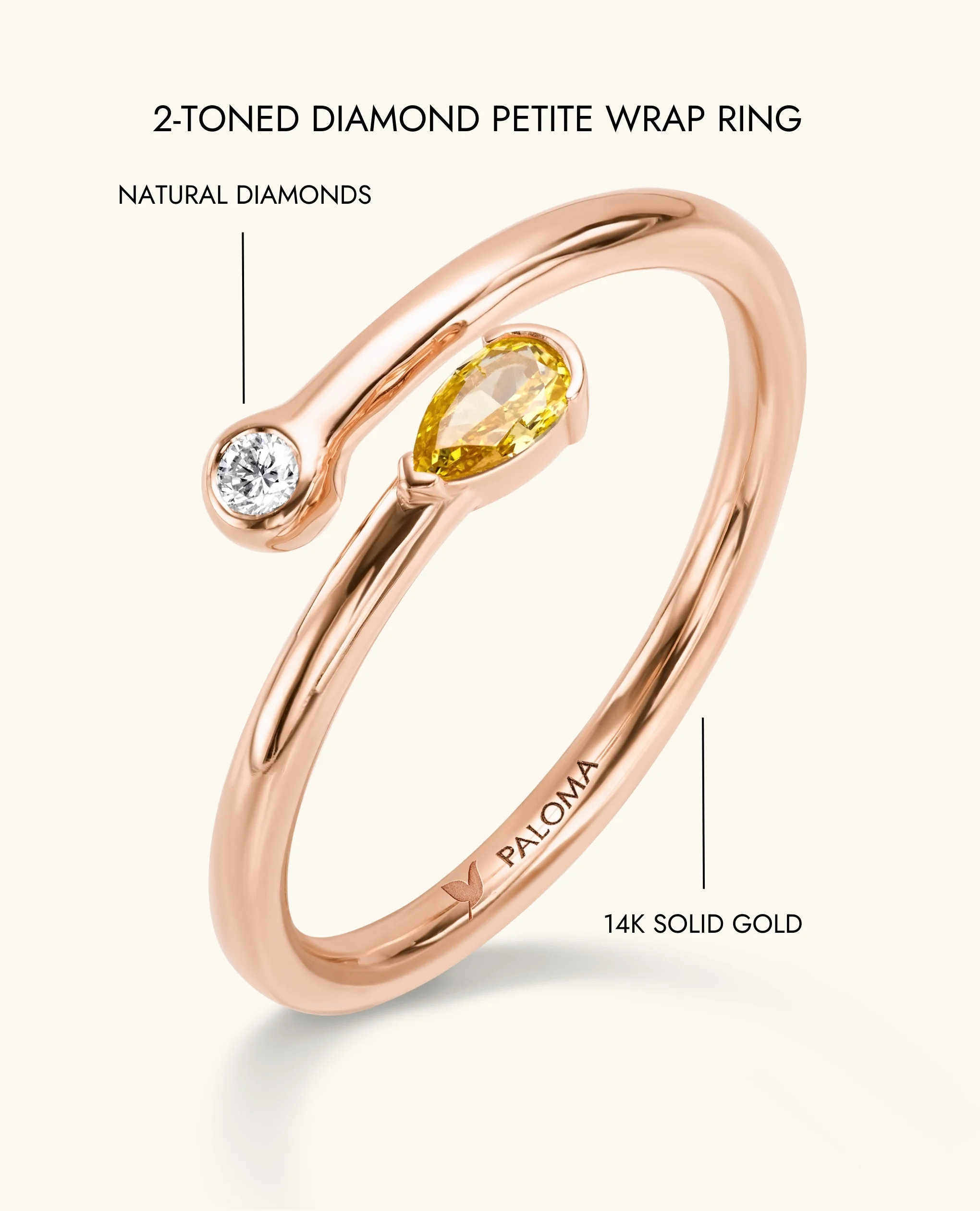 2-Toned Diamond Petite Wrap Ring - Image 8