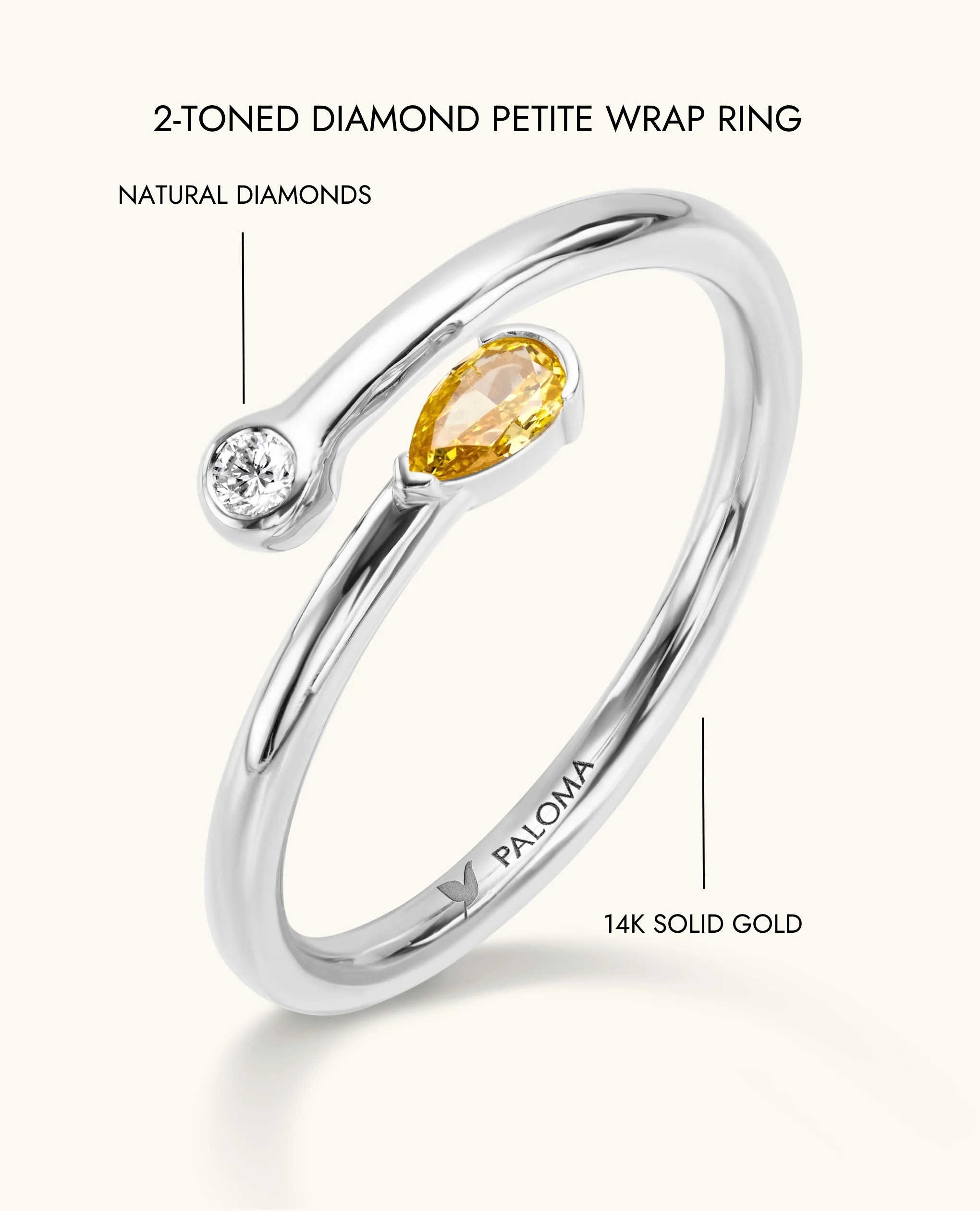 2-Toned Diamond Petite Wrap Ring - Image 9