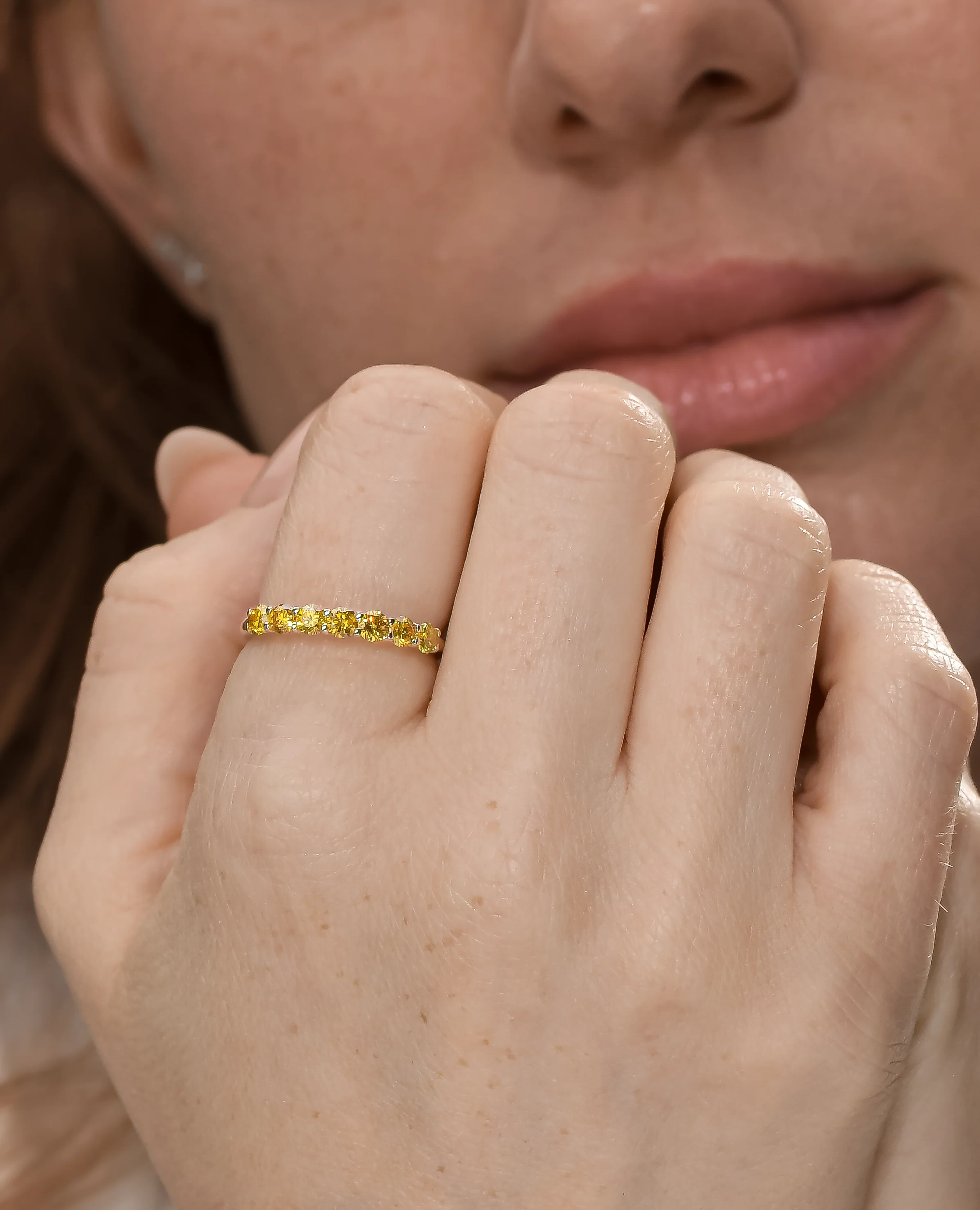 3.0mm Yellow Diamond Tennis Ring - Image 6