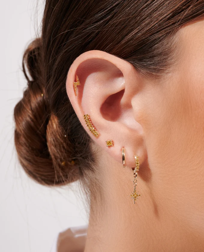 Yellow Diamond Solitaire Studs - Image 4