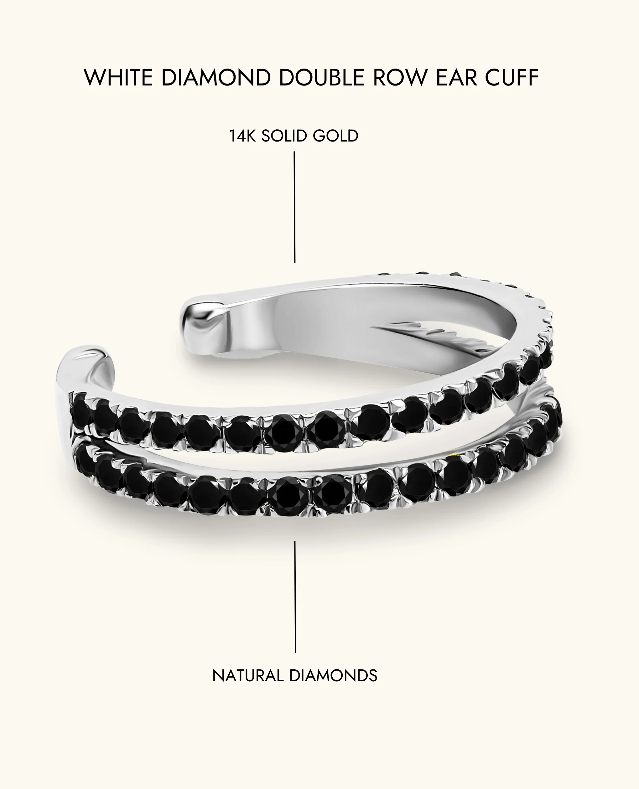 Black Diamond Double  Row Ear Cuff - Image 10