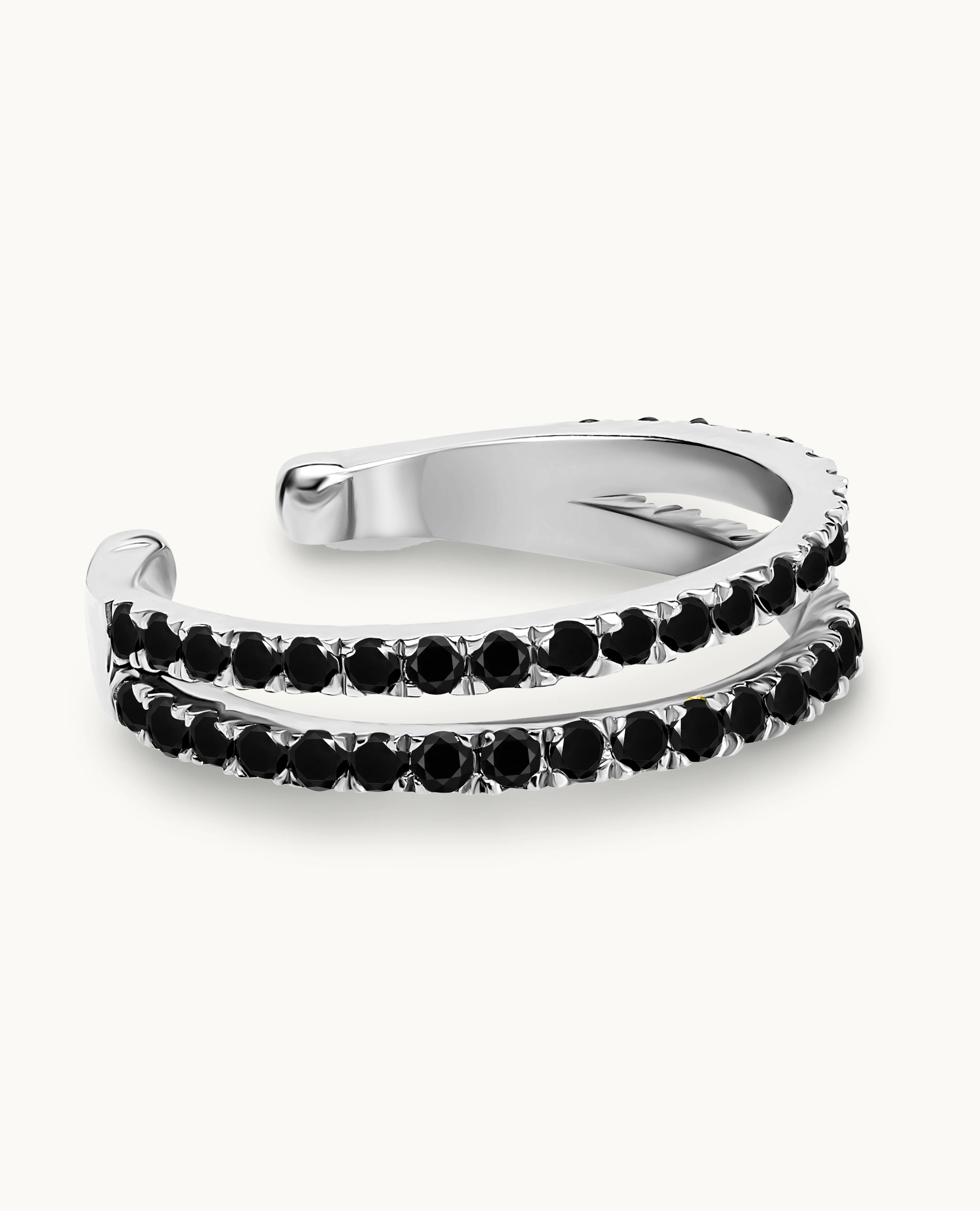 Black Diamond Double  Row Ear Cuff - Image 3