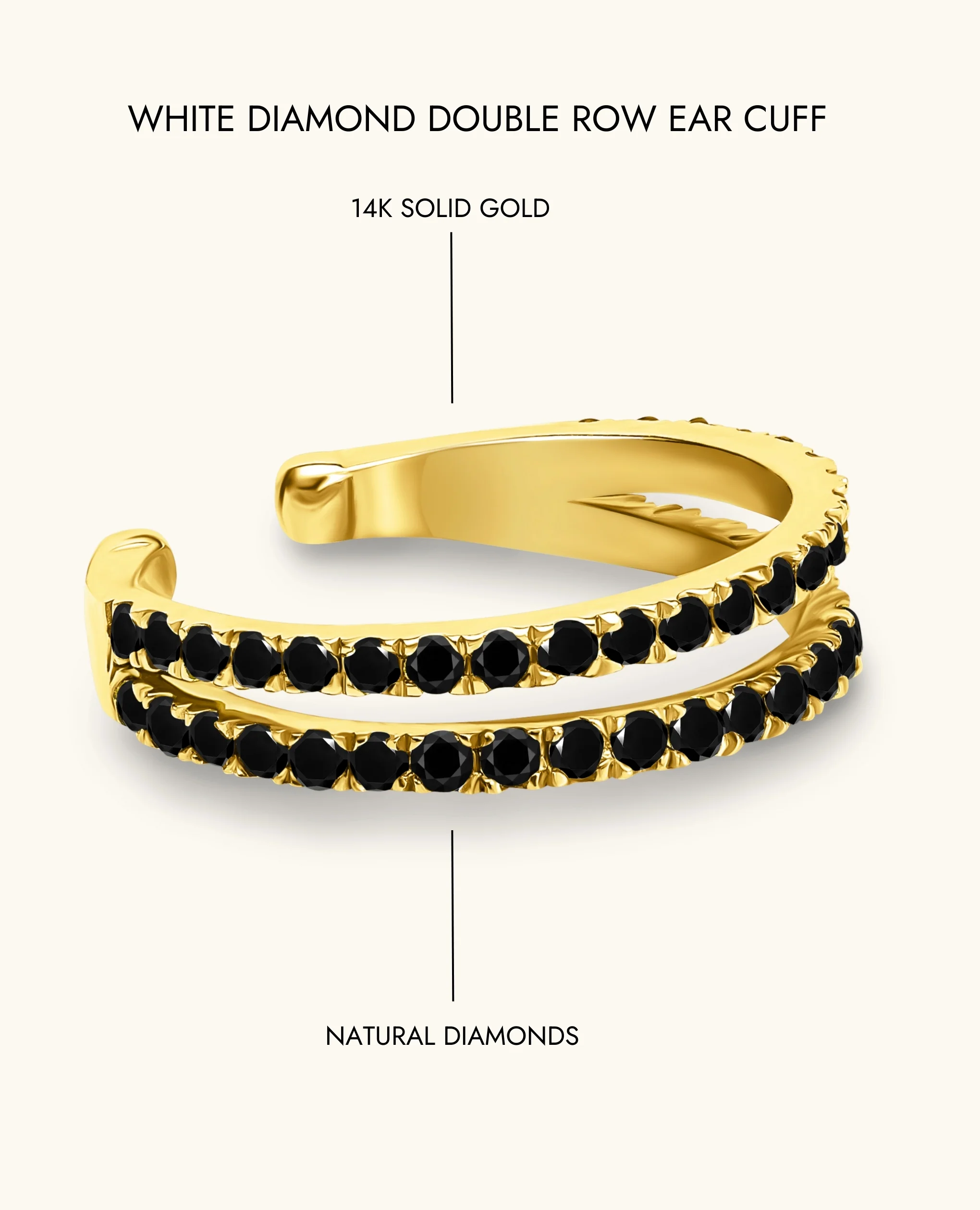 Black Diamond Double  Row Ear Cuff - Image 9