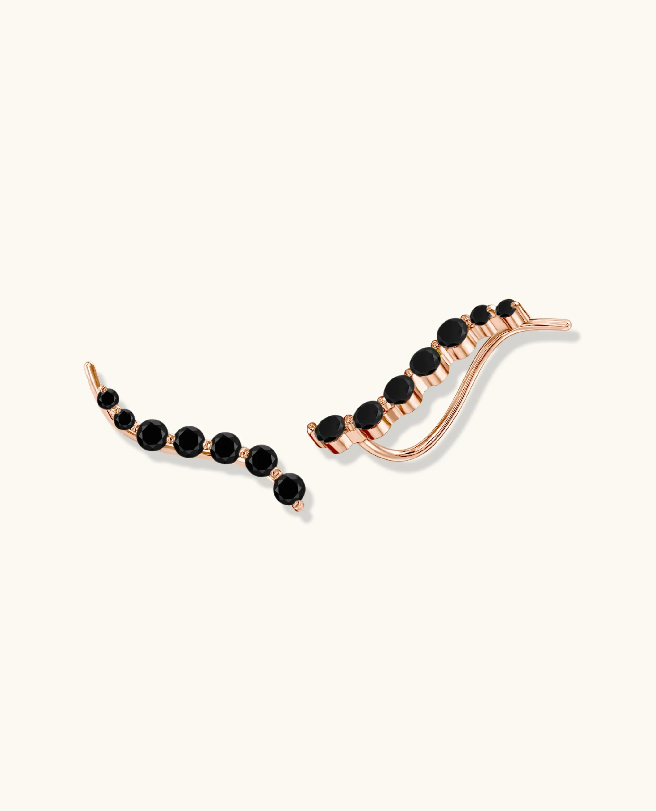 Graduated Black Diamond Climber Earrings