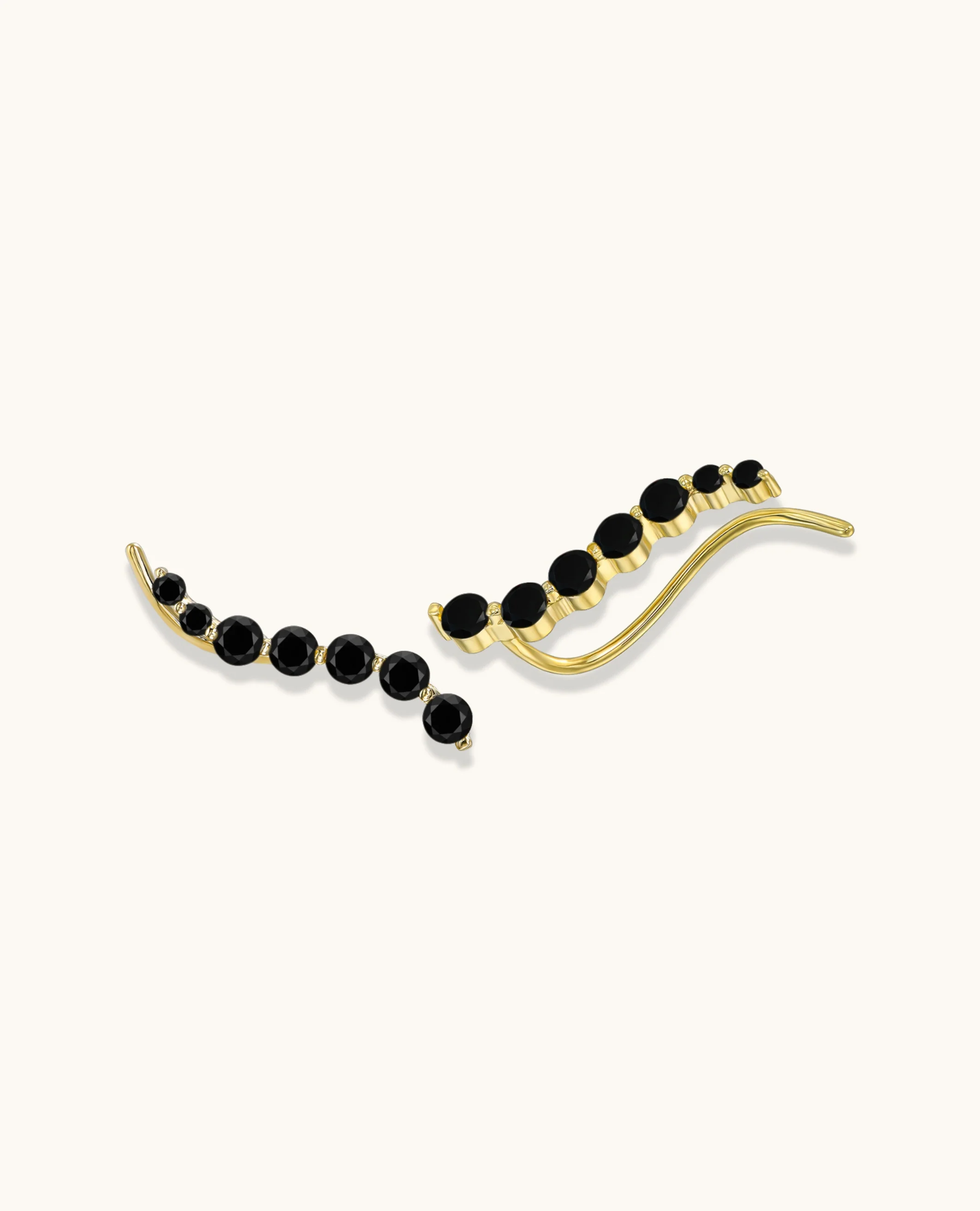 Graduated Black Diamond Climber Earrings - Image 2