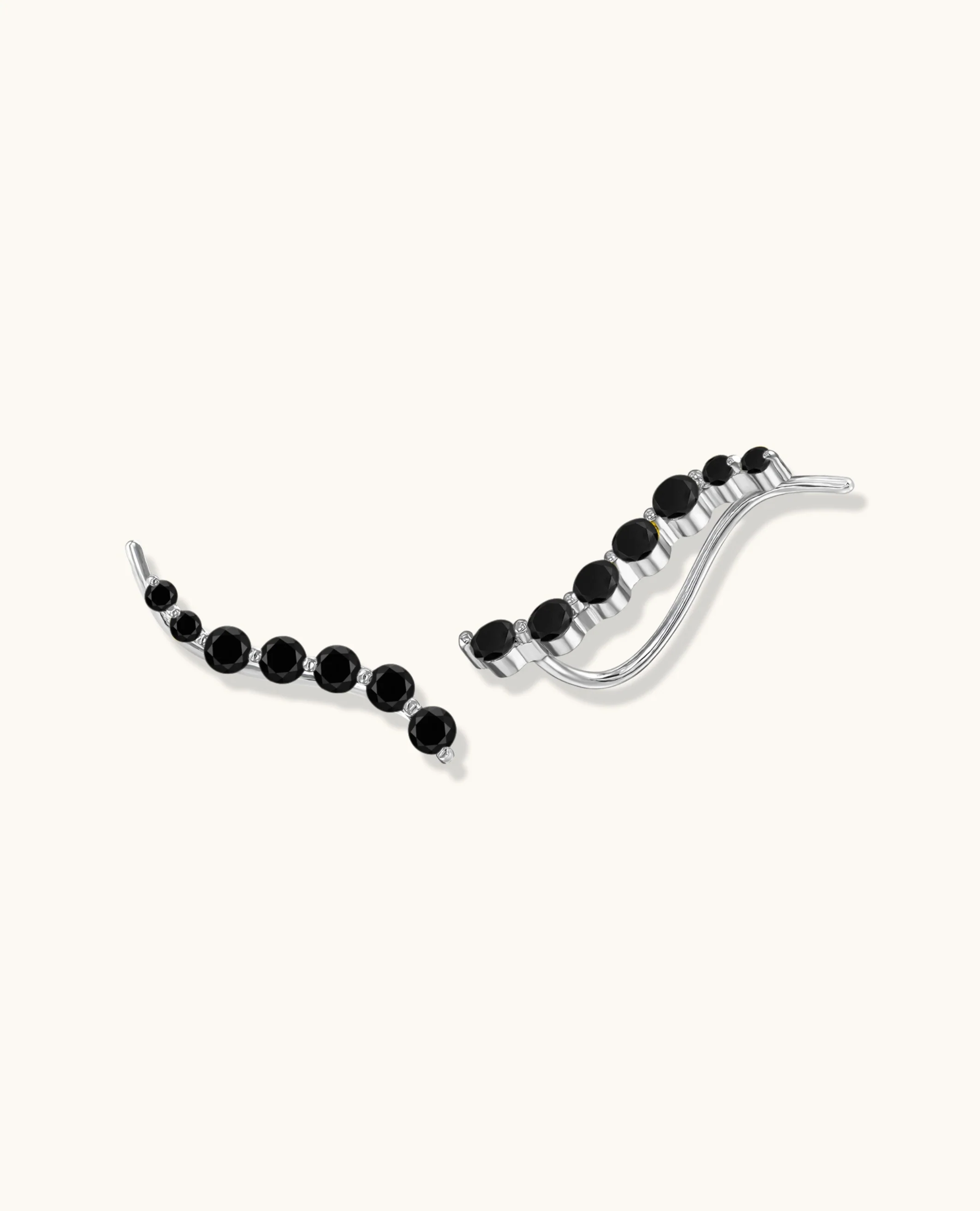 Graduated Black Diamond Climber Earrings - Image 3