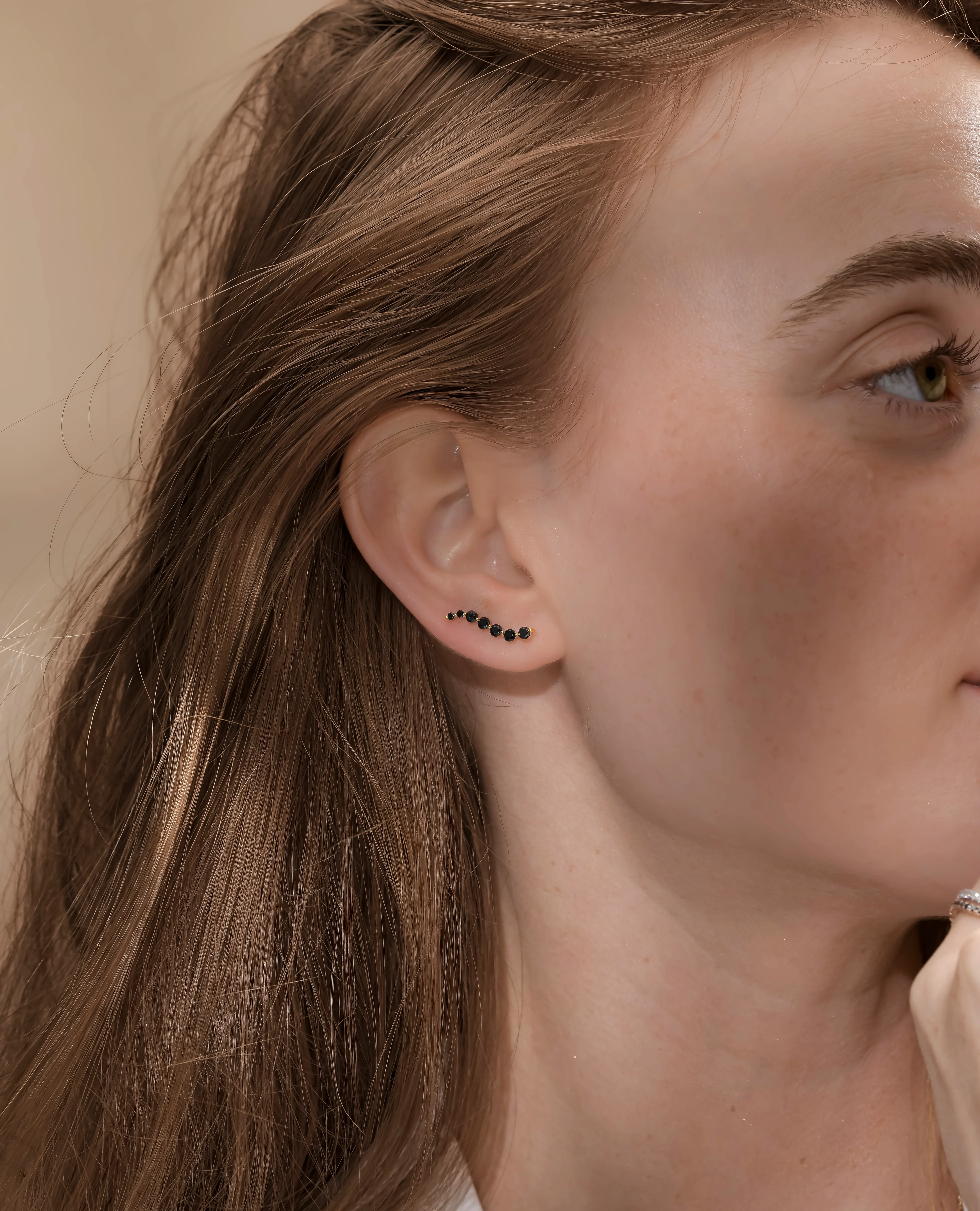 Graduated Black Diamond Climber Earrings - Image 4