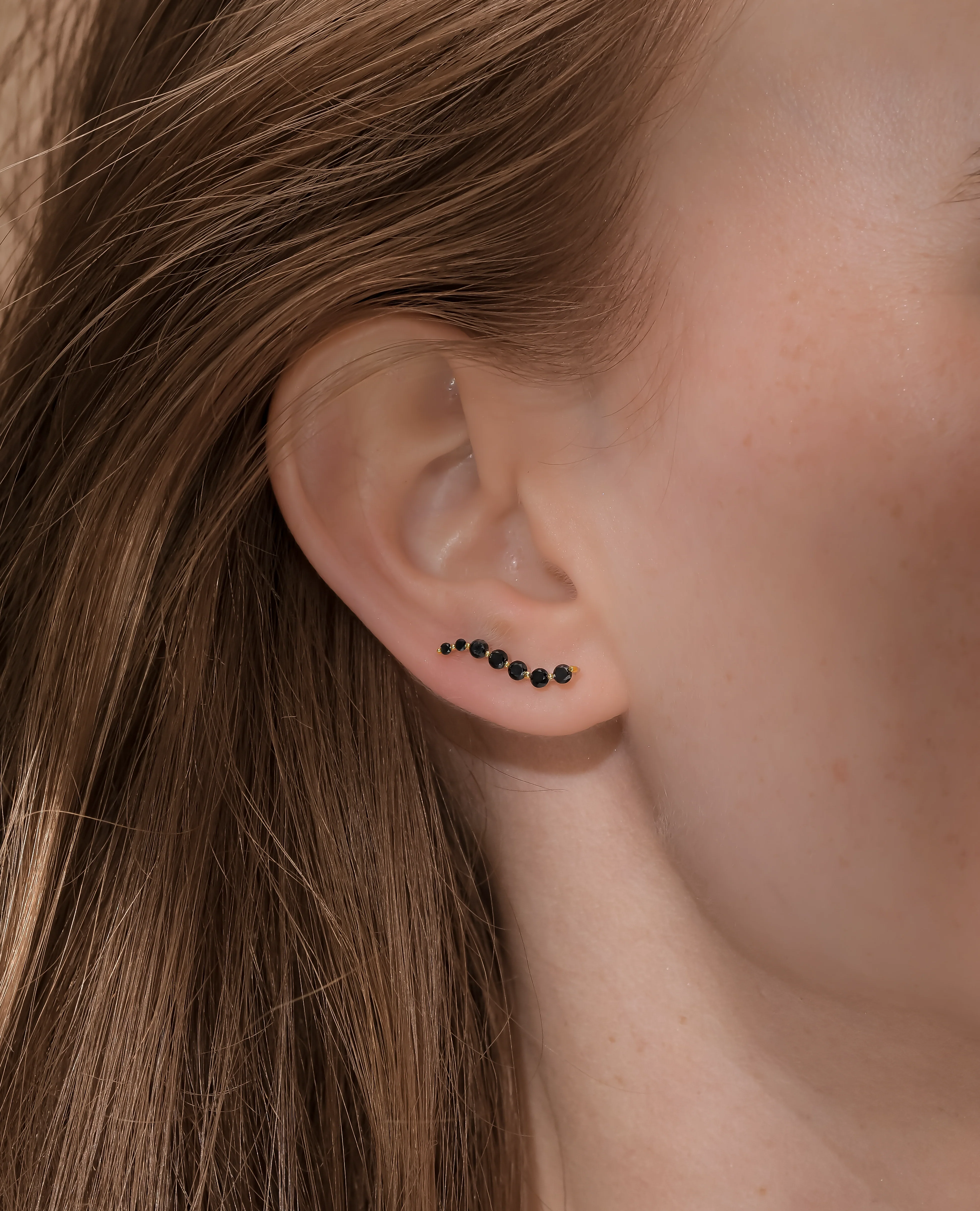 Graduated Black Diamond Climber Earrings - Image 5