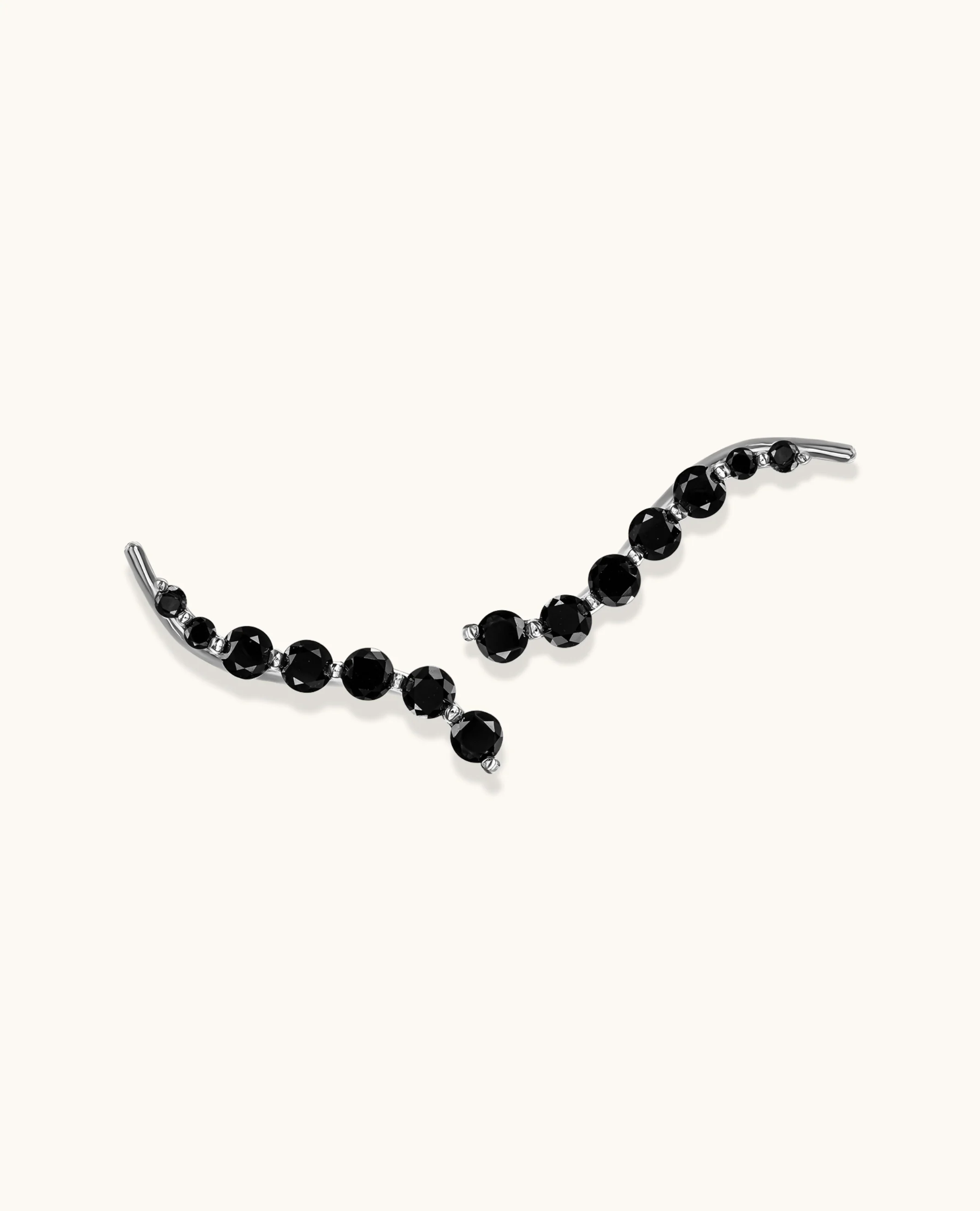 Graduated Black Diamond Climber Earrings - Image 7