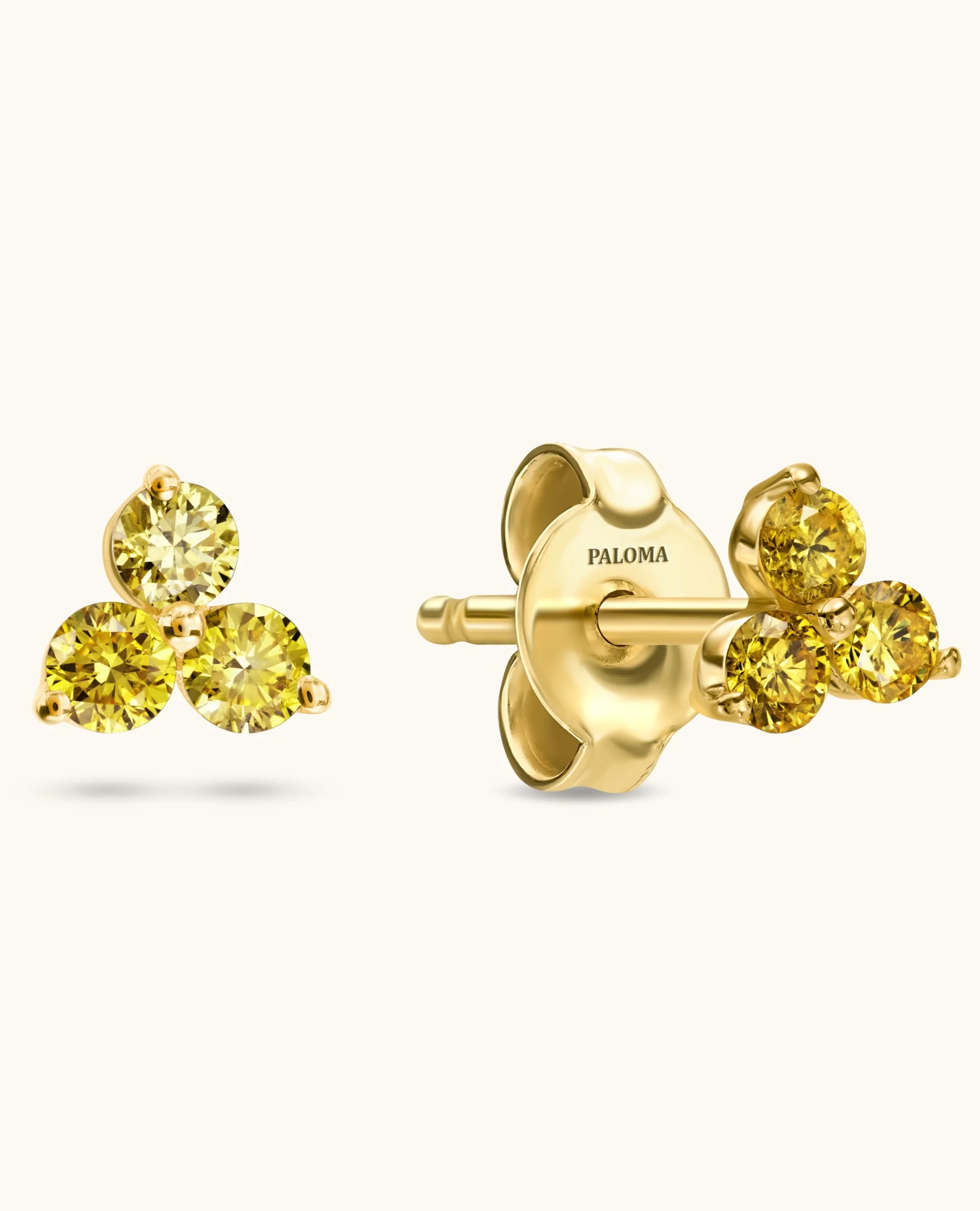 Classic Yellow Diamond Trio Stud Earrings