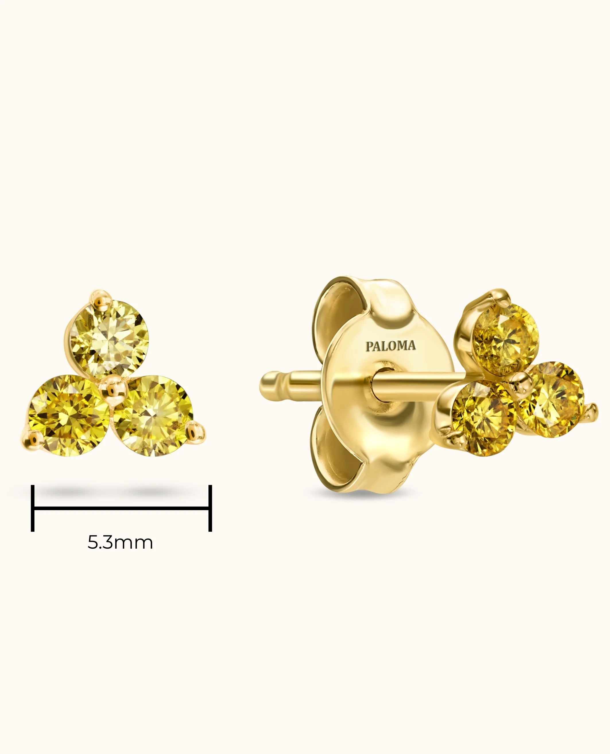 Classic Yellow Diamond Trio Stud Earrings - Image 2